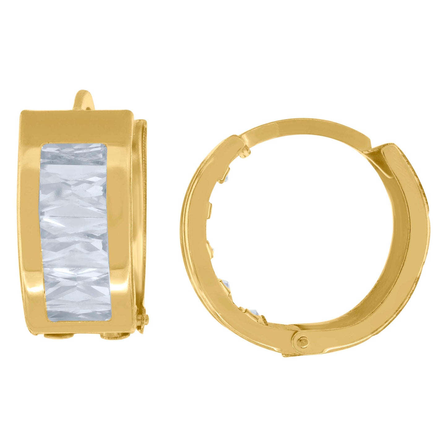10Kt Gold Tri-Color D/C Huggie Earrings