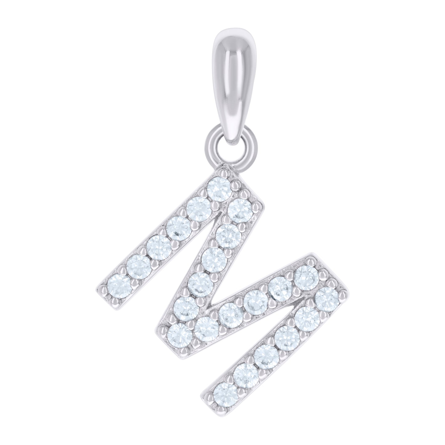 925 Sterling Silver Initial Letter "M" Pendant