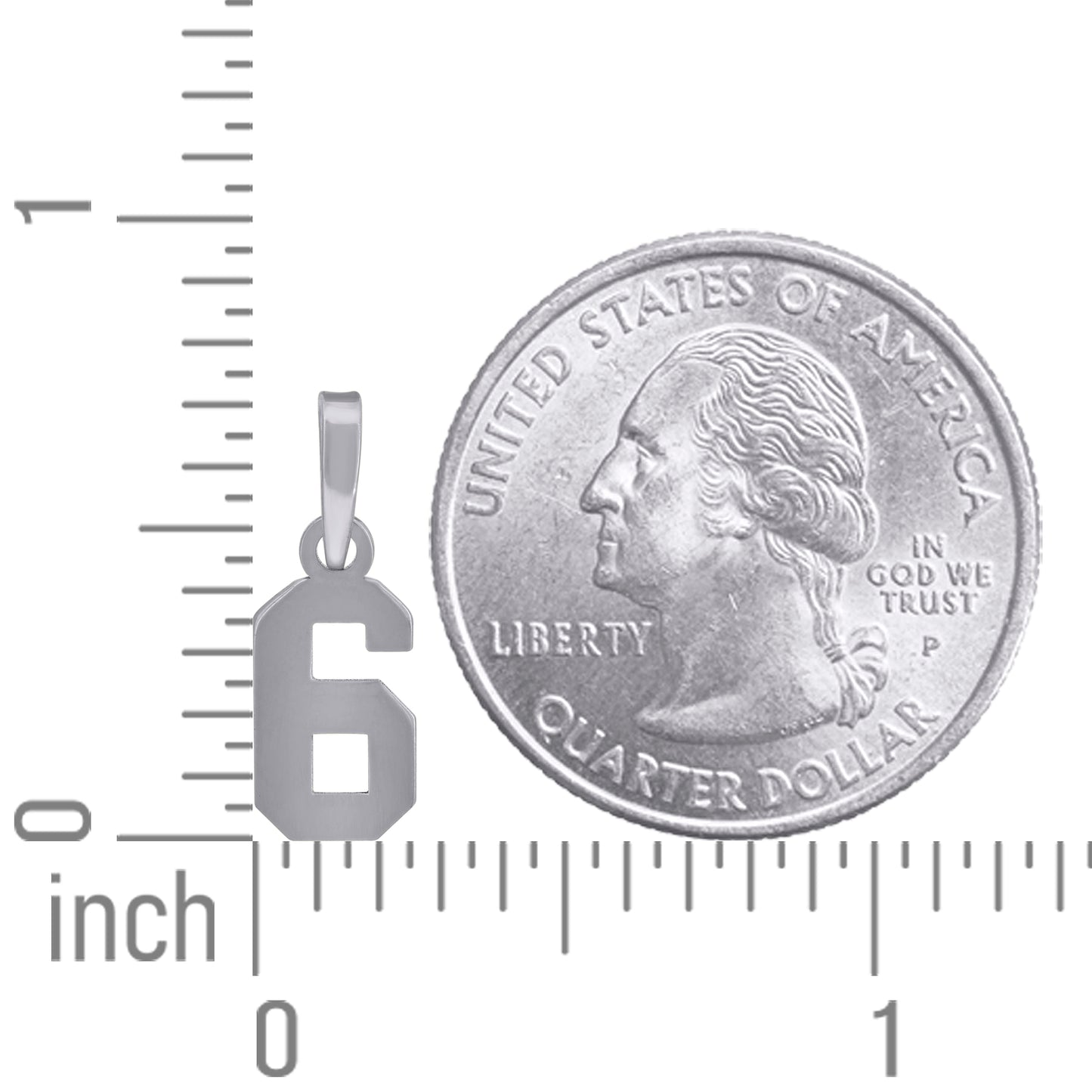 925 Sterling Silver Number Pendant "6"