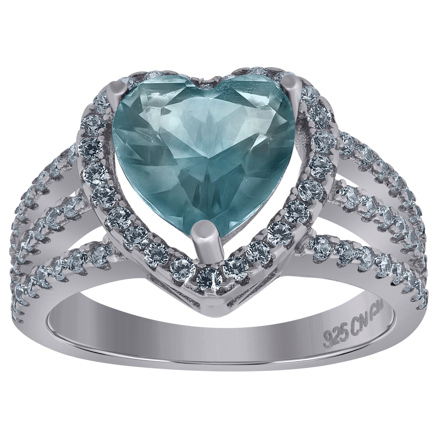 925 Sterling Silver Cz Heart Ring Sz6