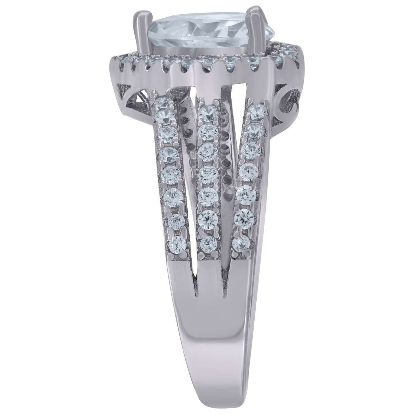 925 Sterling Silver Cz Heart Ring Sz6