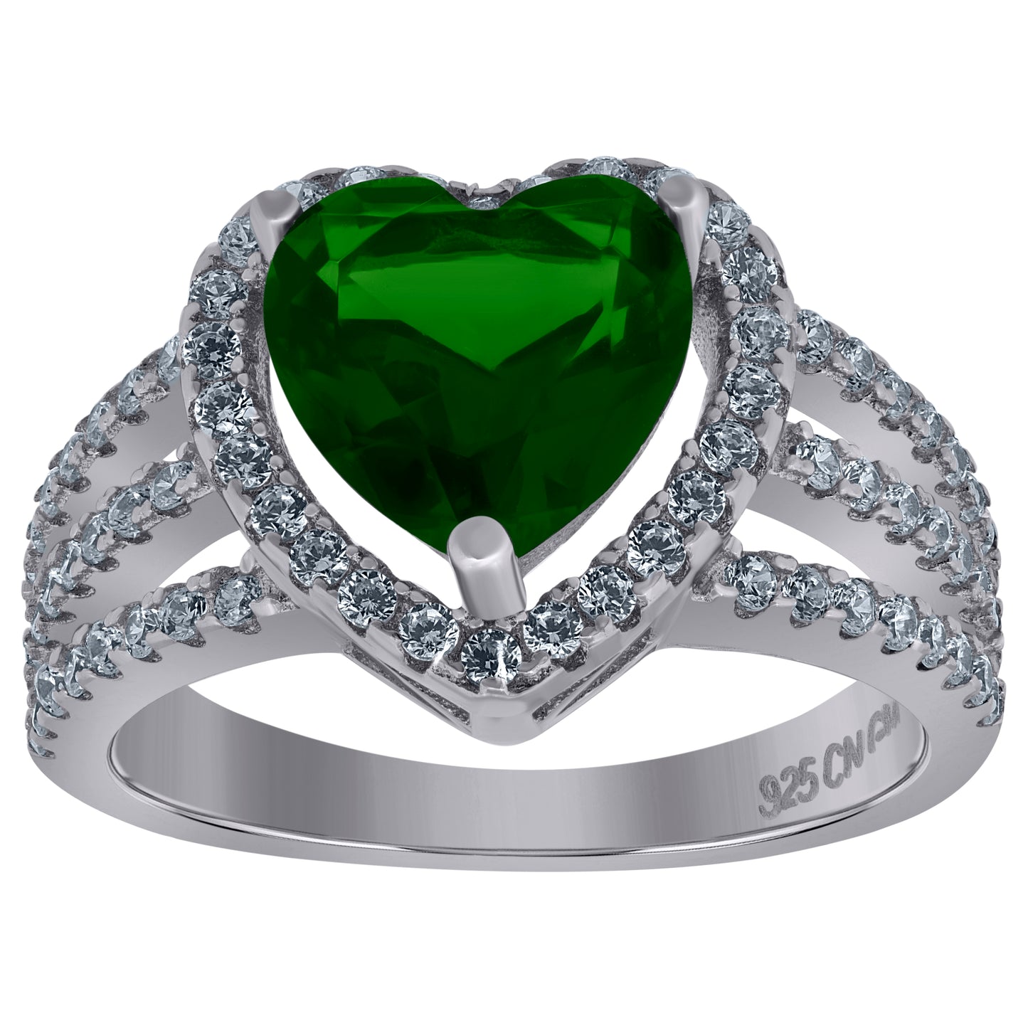 925 Sterling Silver Cz Heart Ring Sz6