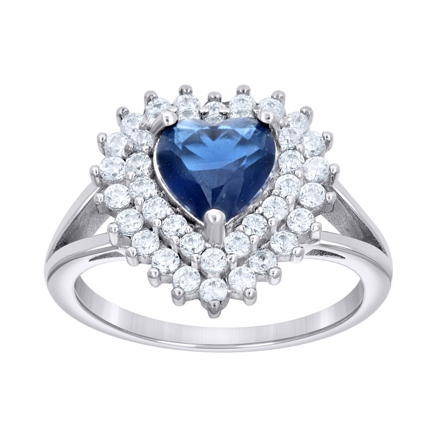 925 Sterling Silver Cz Heart Ring Sz6