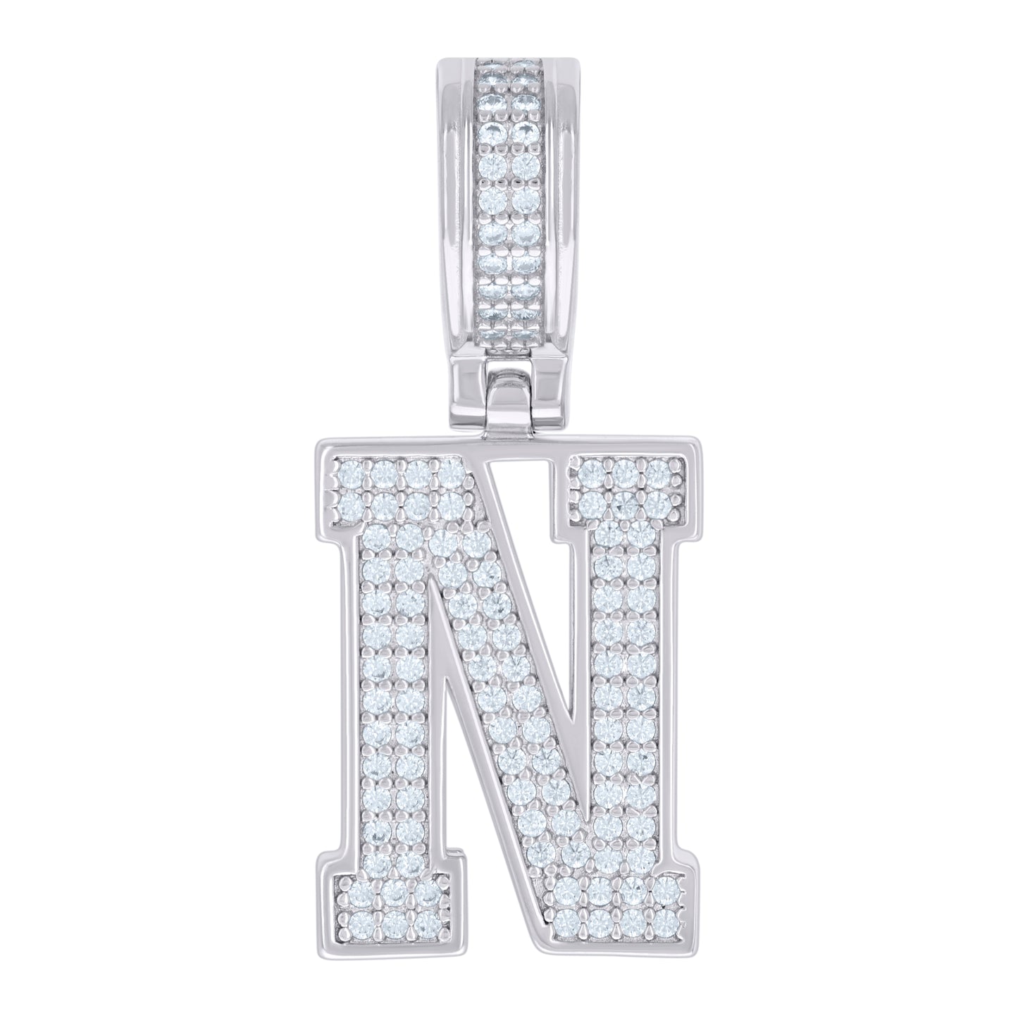 925 Sterling Silver Pendant Inital Letter "N"