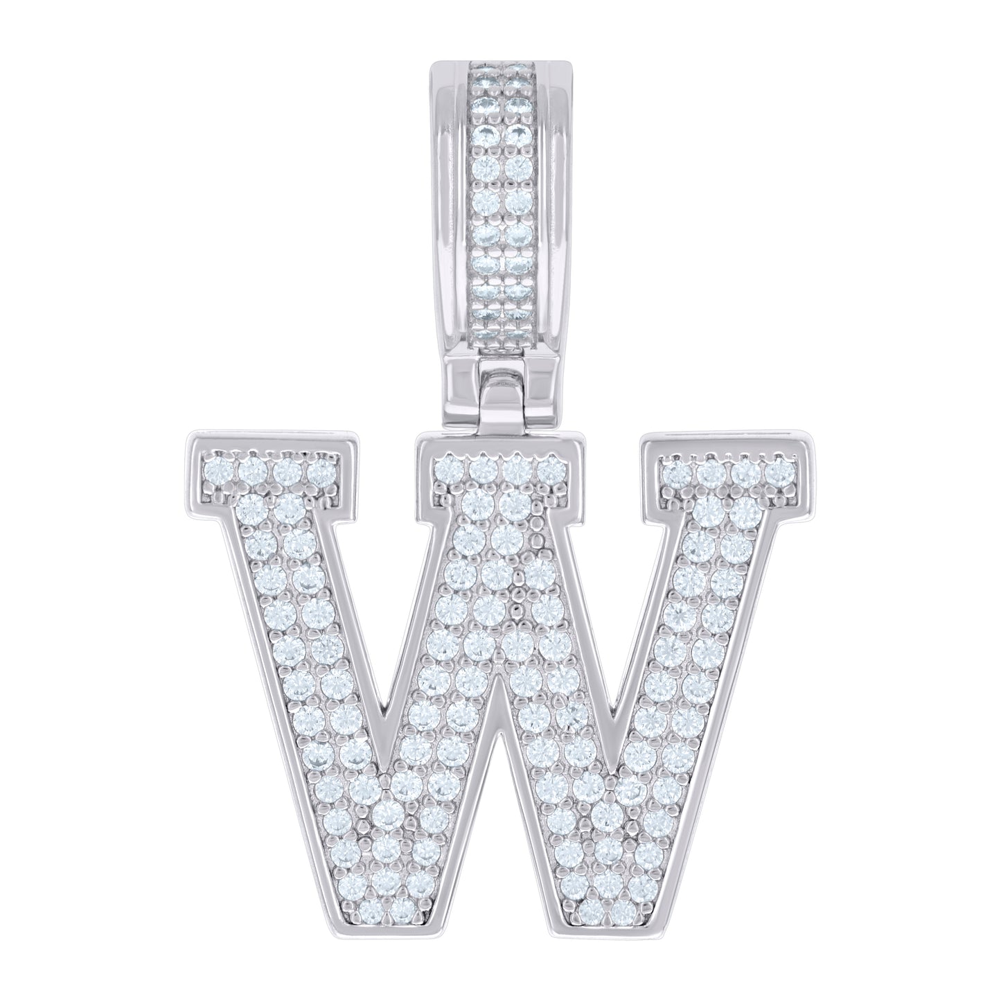 925 Sterling Silver Pendant Inital Letter "W"