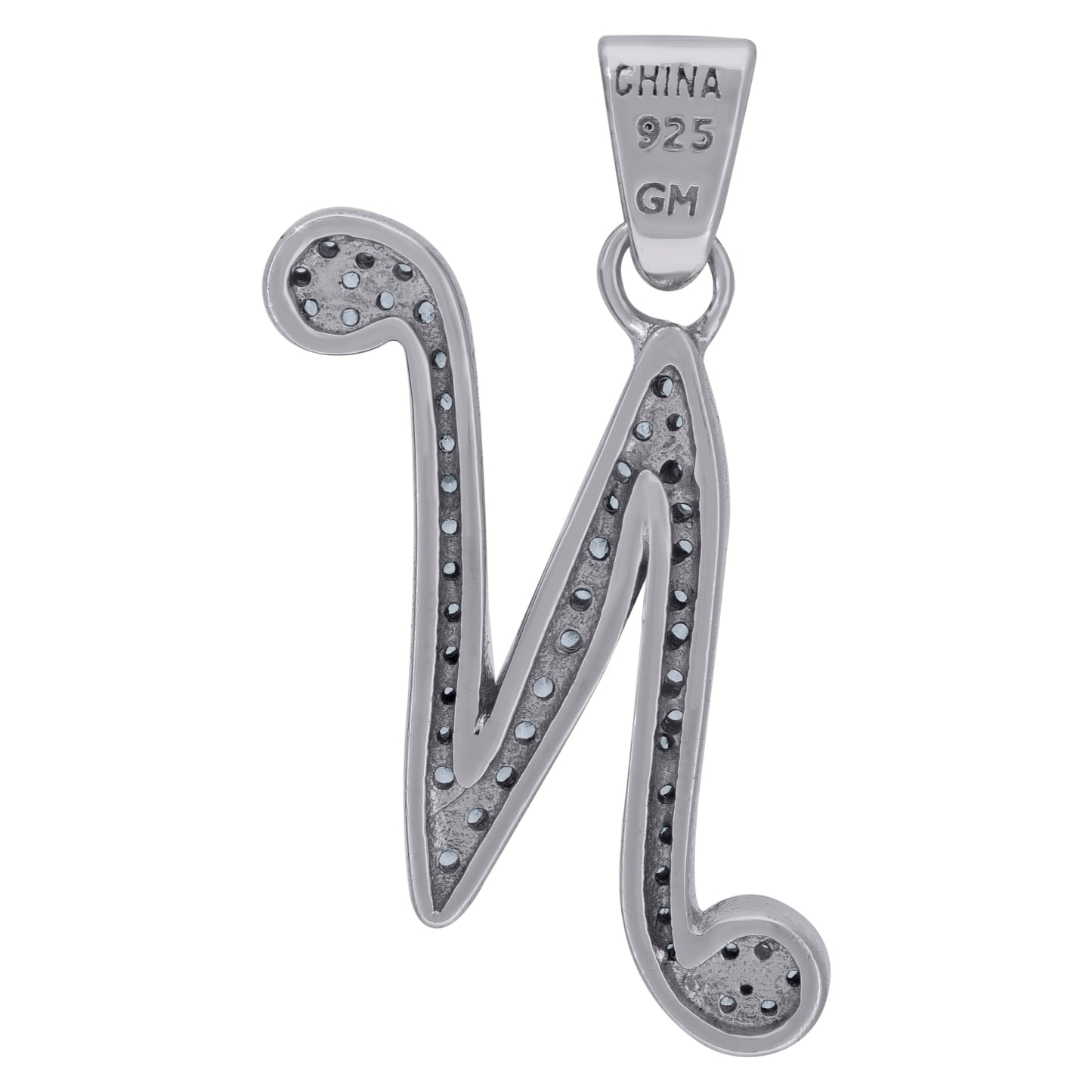 925 Sterling Silver Initial Letter "N" Pendant