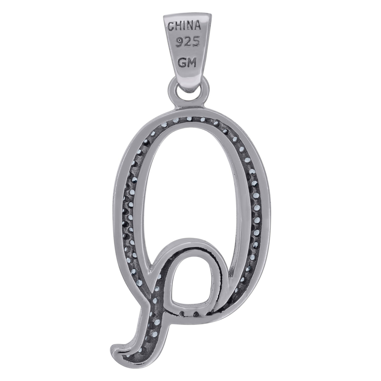 925 Sterling Silver Initial Letter "Q" Pendant