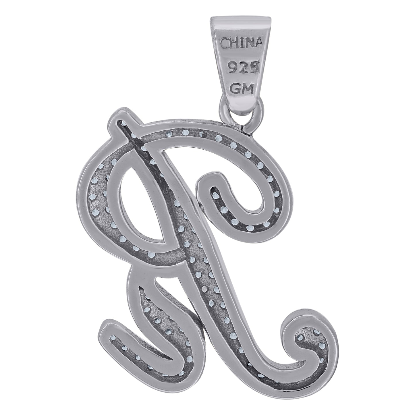 925 Sterling Silver Initial Letter "R" Pendant