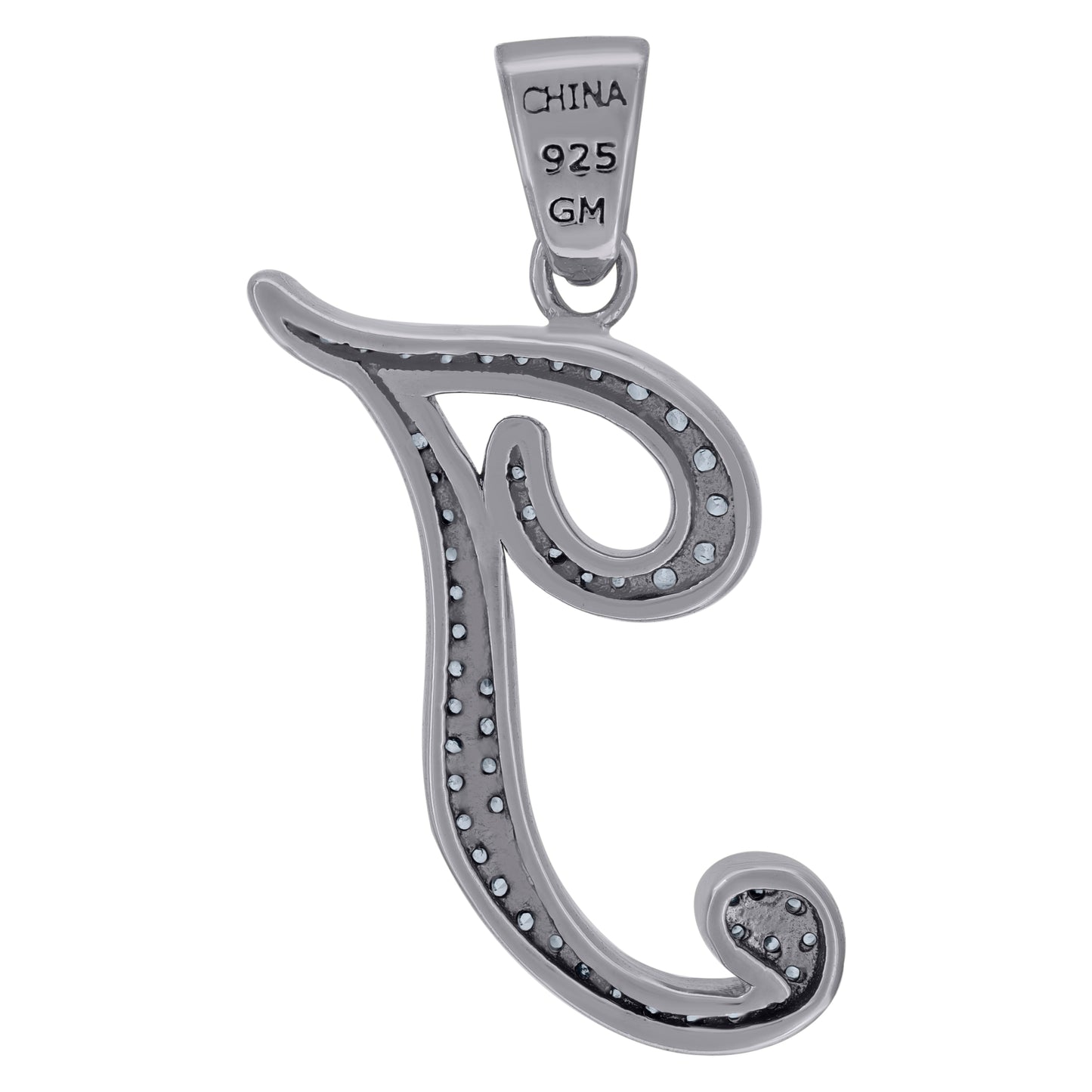 925 Sterling Silver Initial Letter "T" Pendant