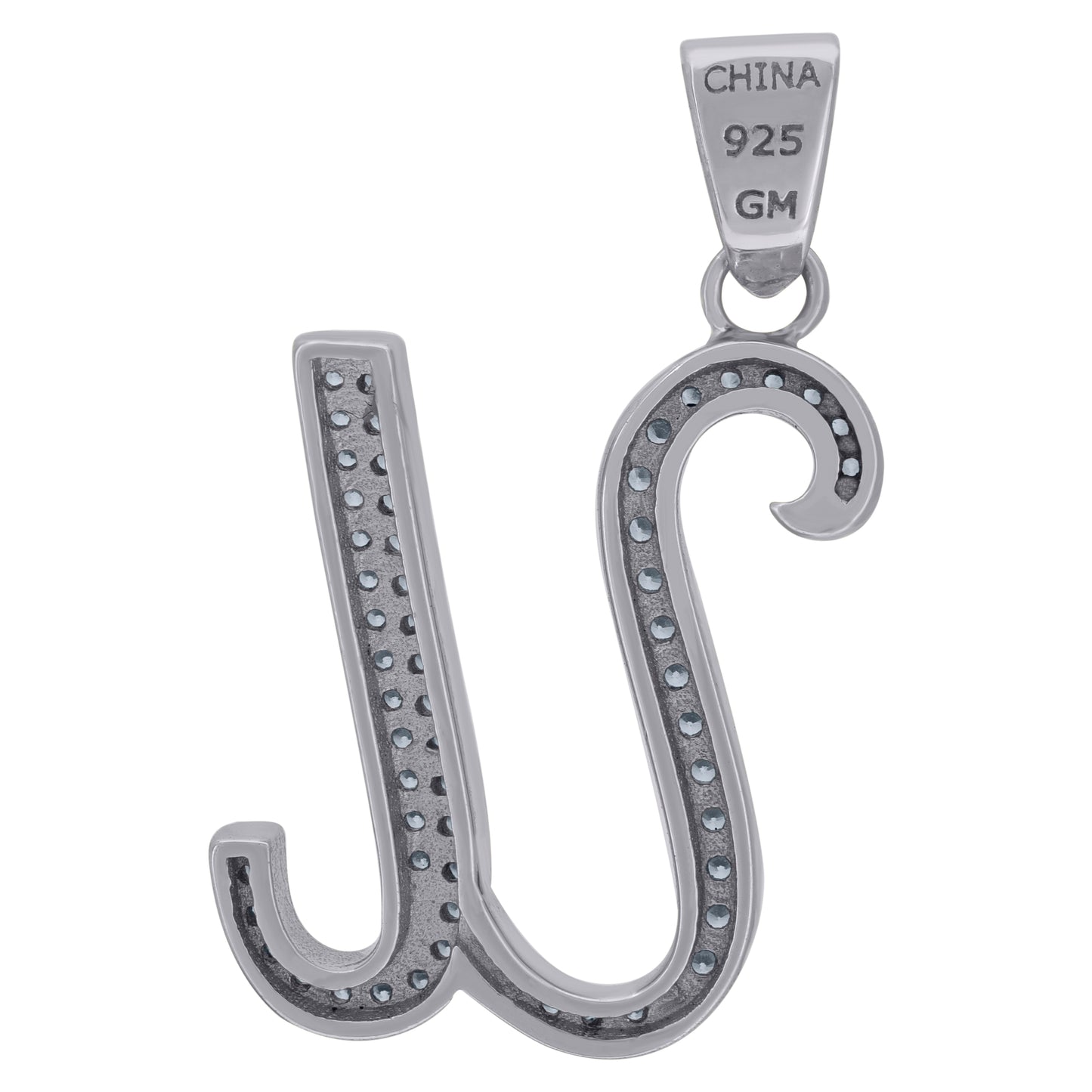 925 Sterling Silver Initial Letter "U" Pendant