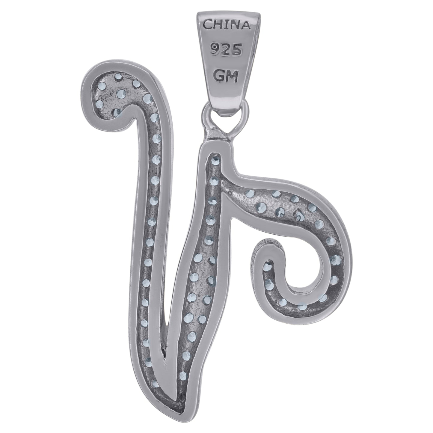 925 Sterling Silver Initial Letter "V" Pendant