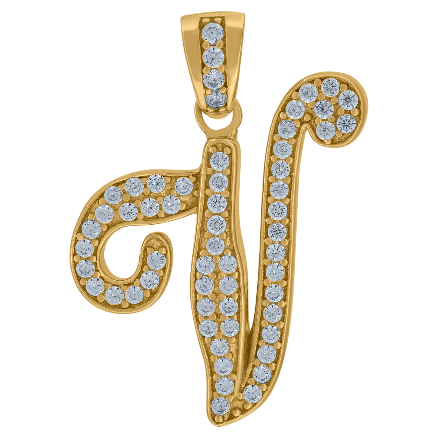 925 Sterling Silver Initial Letter "V" Pendant