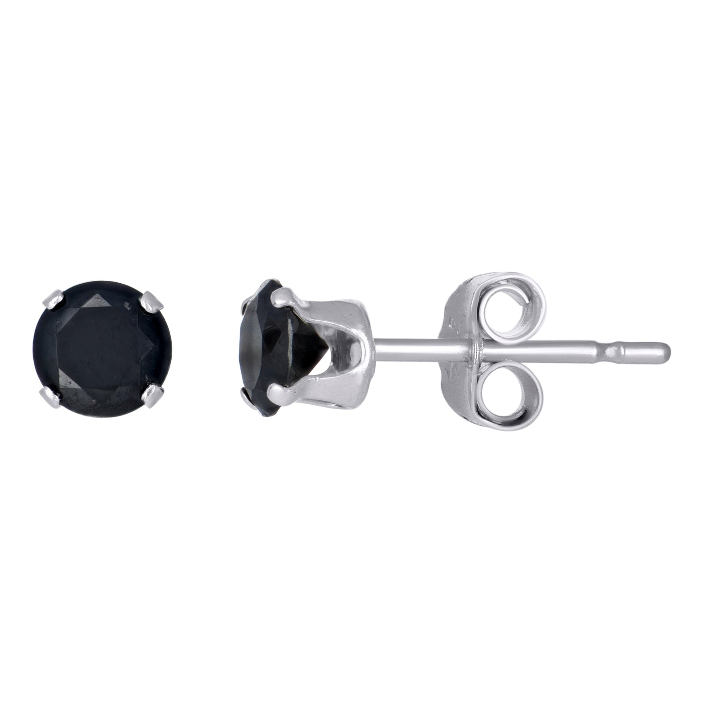 925 Silver 4mm Round Black Cz Stud Earring