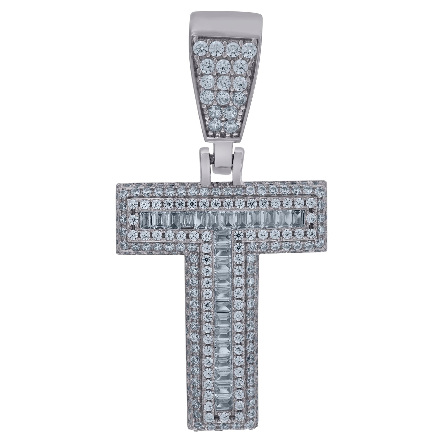 925 Sterling Silver Initial Letter "T" Pendant