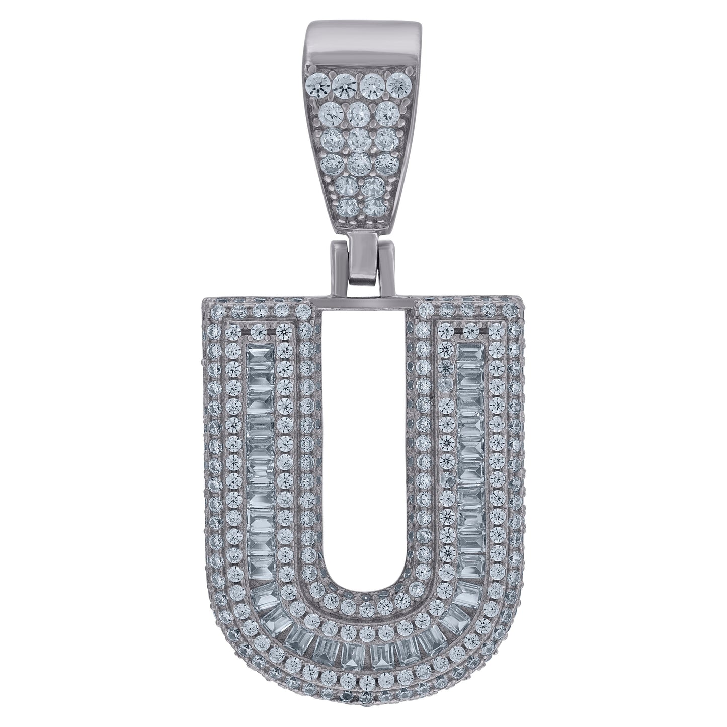 925 Sterling Silver Initial Letter "U" Pendant