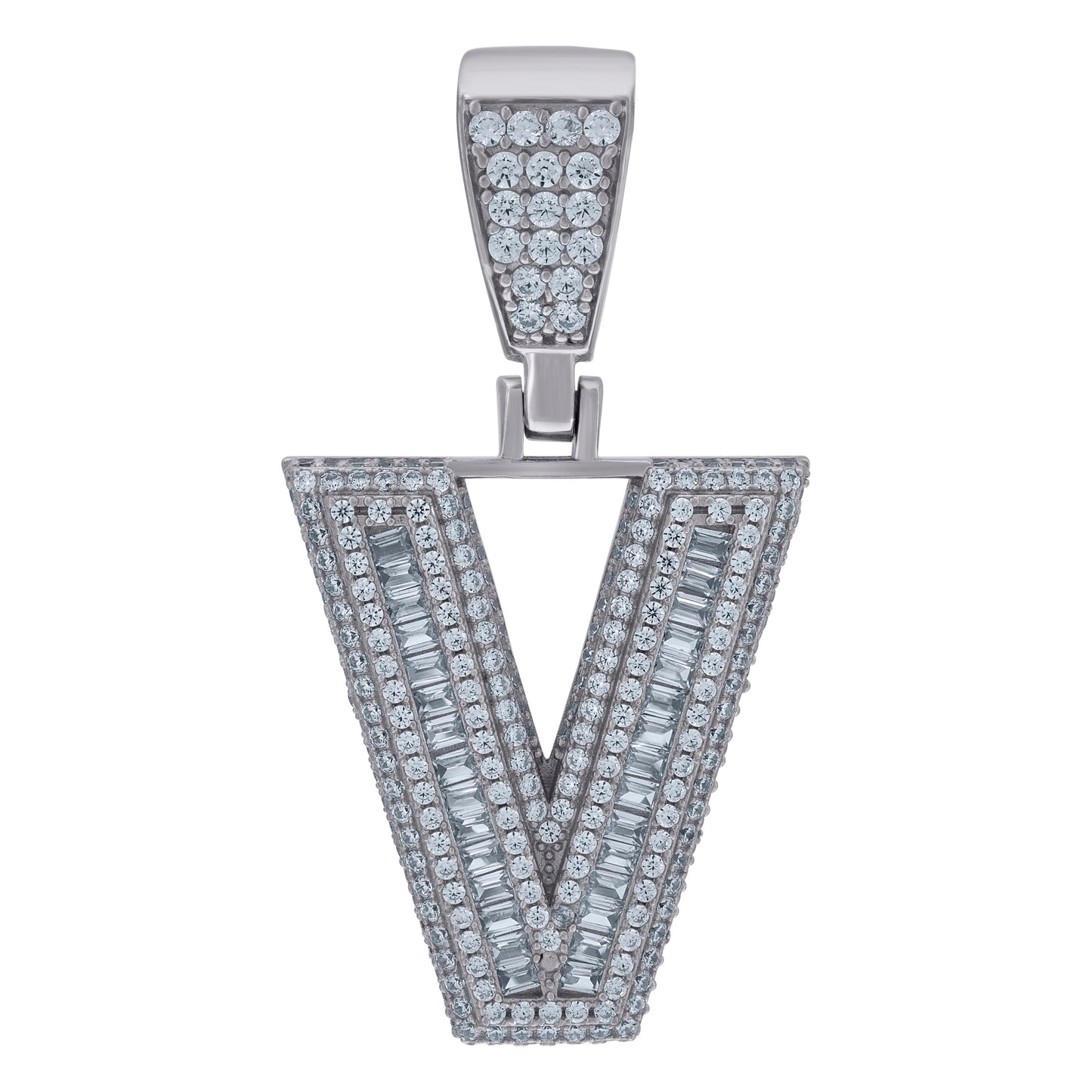 925 Sterling Silver Initial Letter "V" Pendant