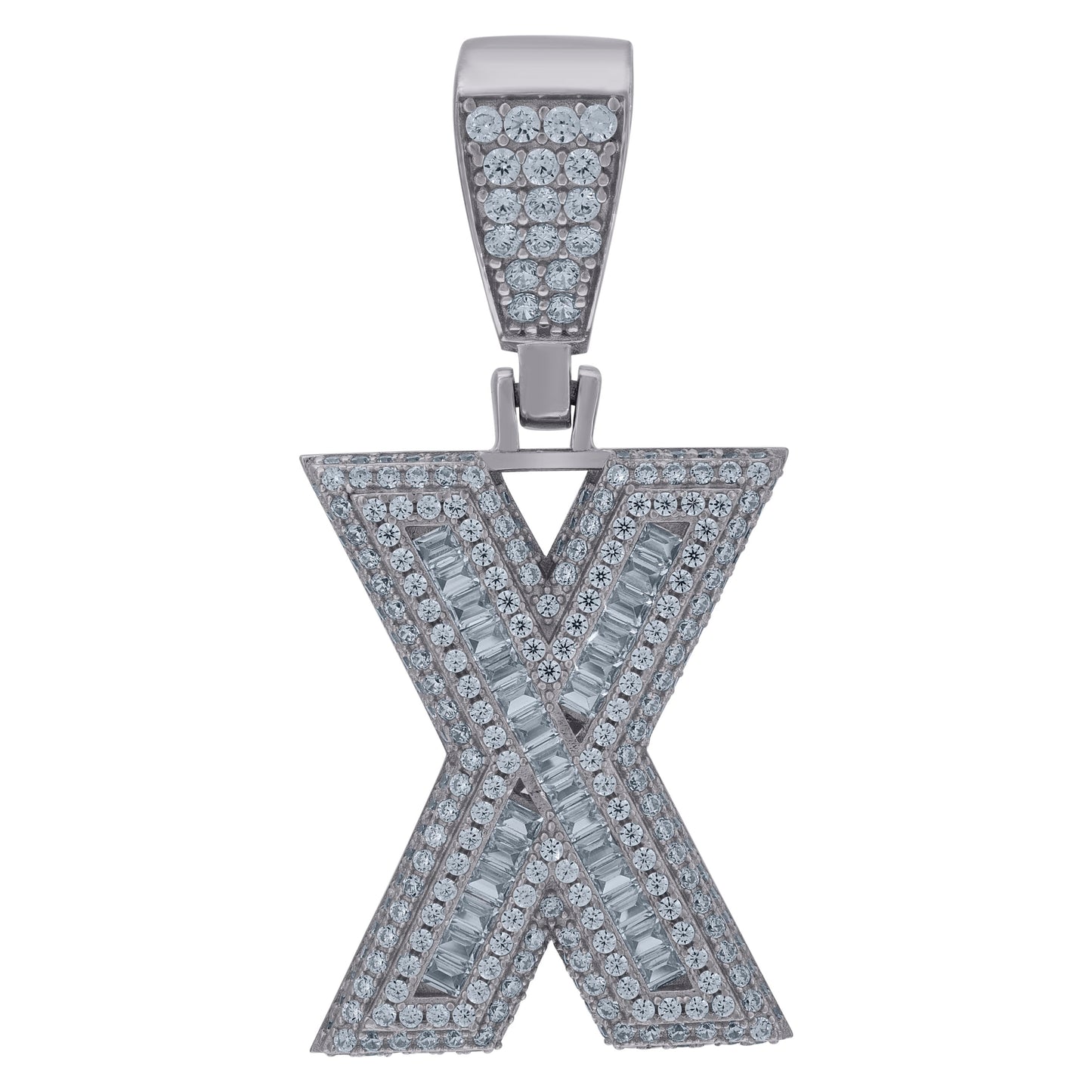 925 Sterling Silver Initial Letter "X" Pendant