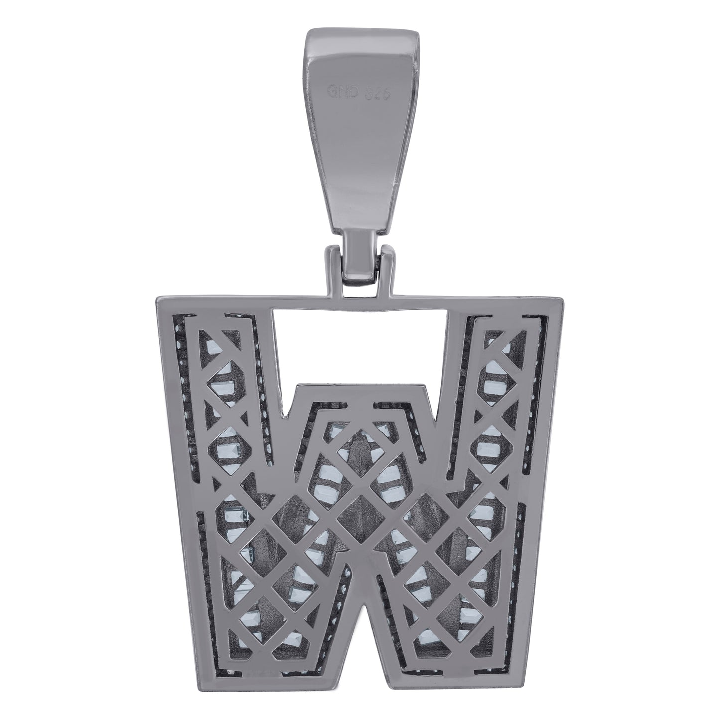 925 Sterling Silver Initial Letter "W" Pendant