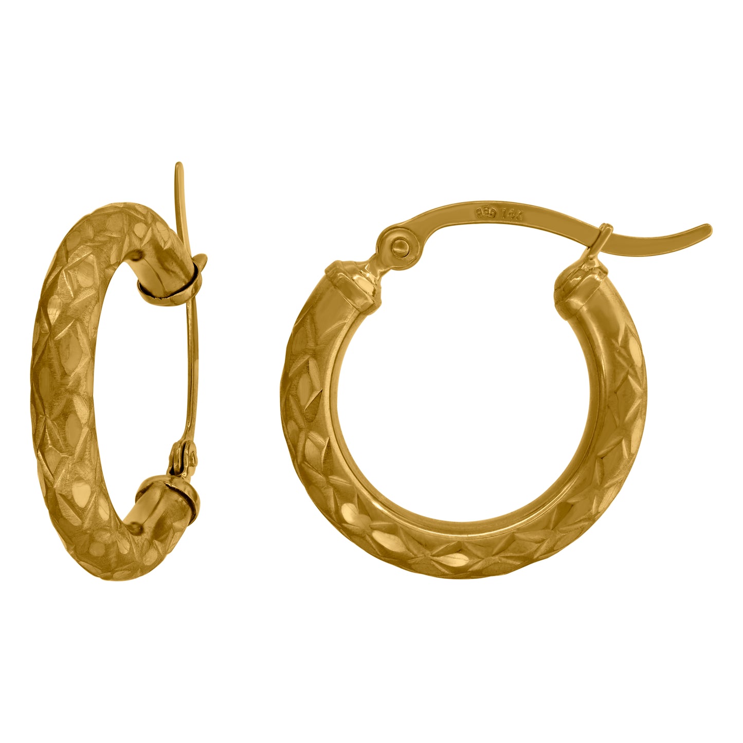 14Kt Gold Hoop Earrings 3mm X 19mm