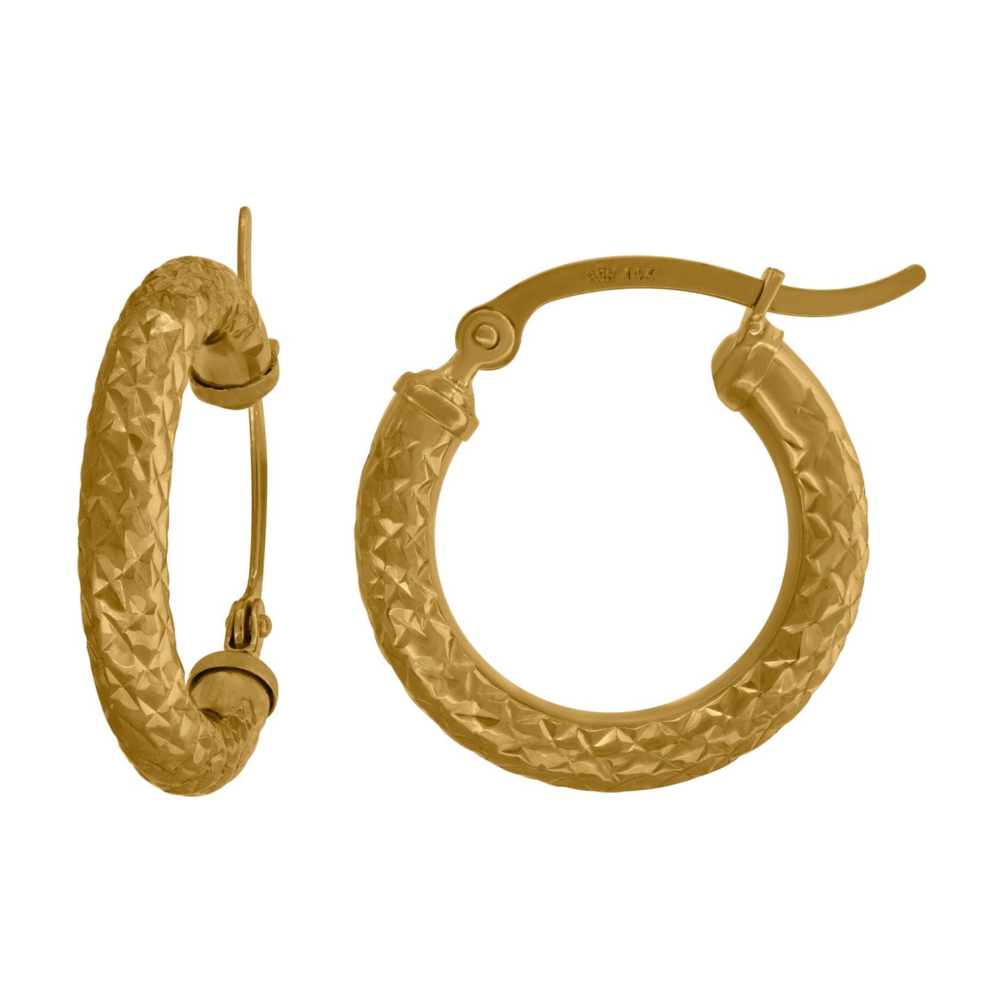 14Kt Gold Hoop Earrings 3mm X 19mm