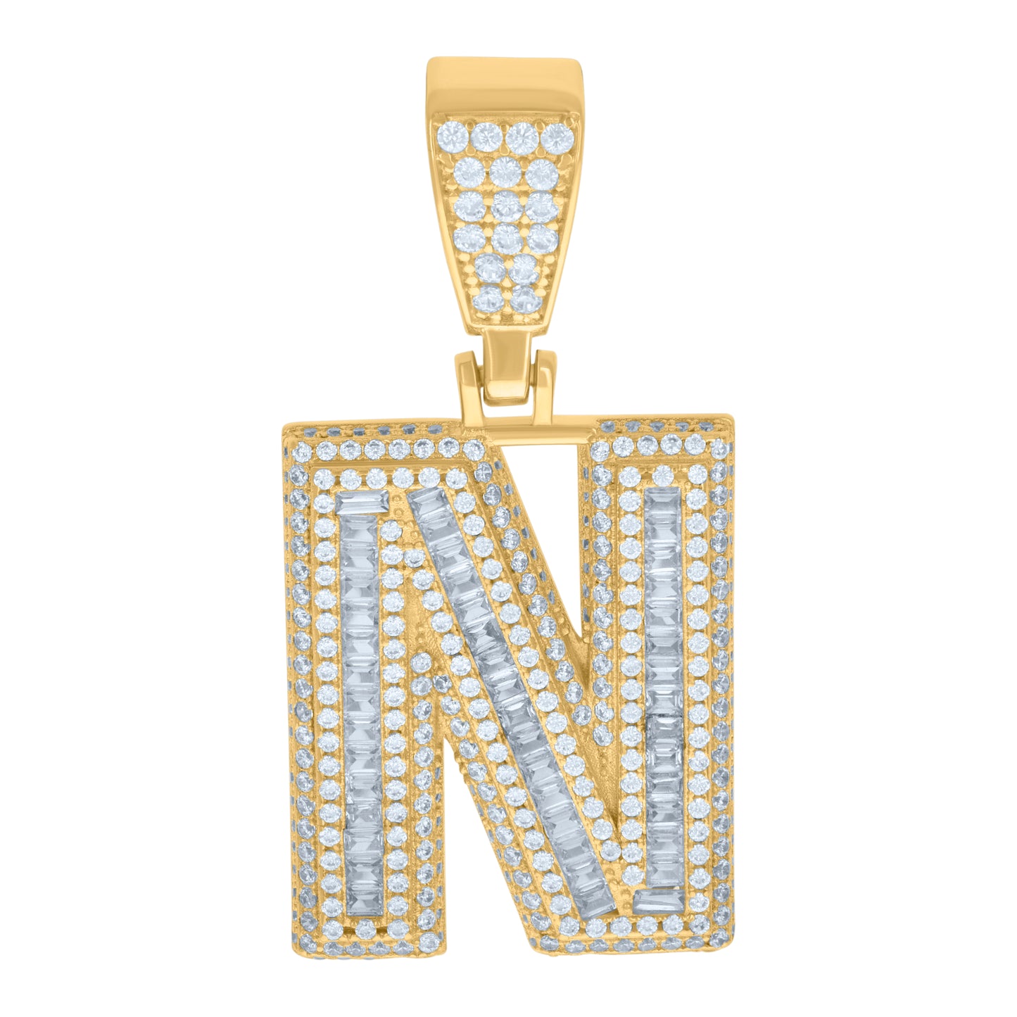 925 Sterling Silver Initial Letter "N" Pendant