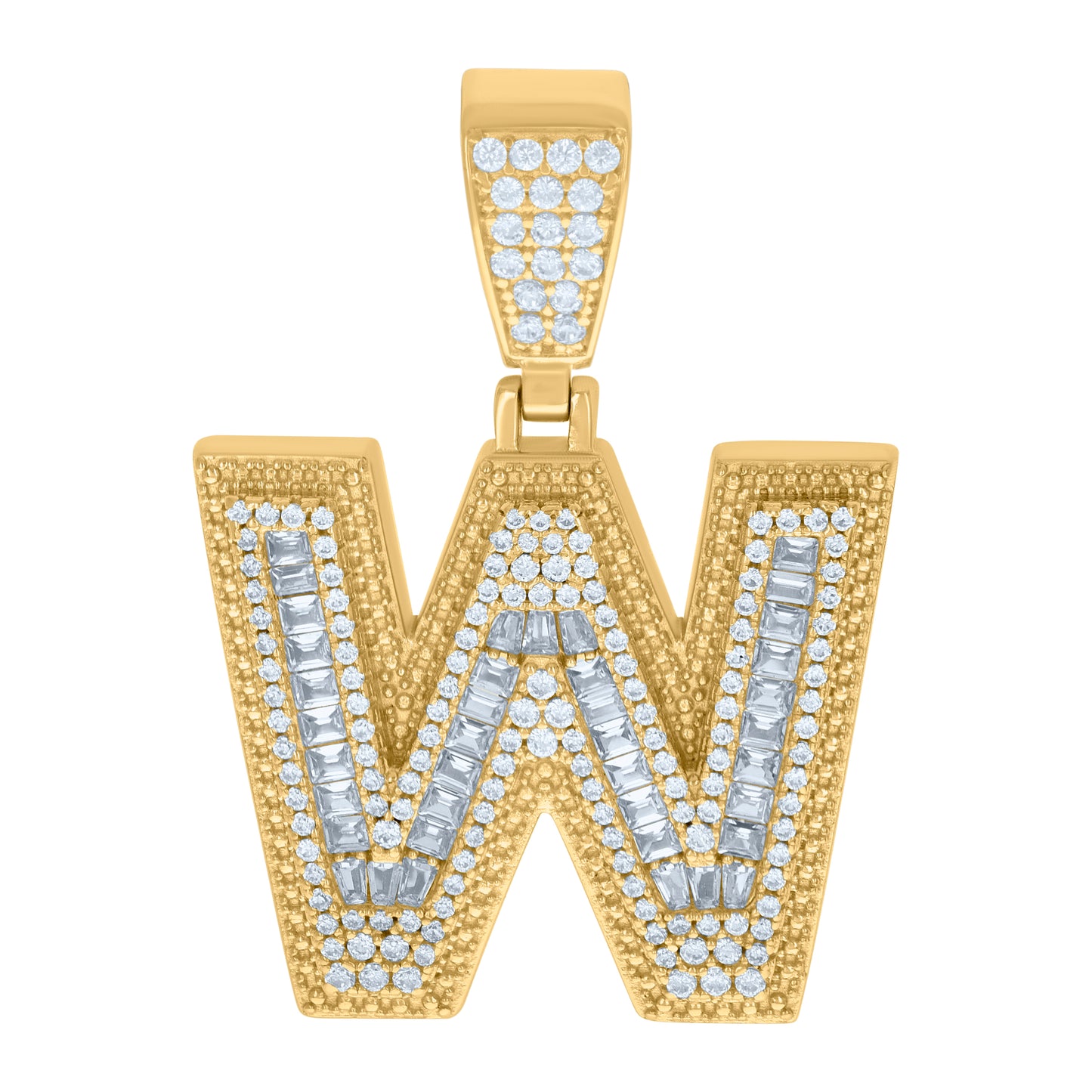 925 Sterling Silver Initial Letter "W" Pendant