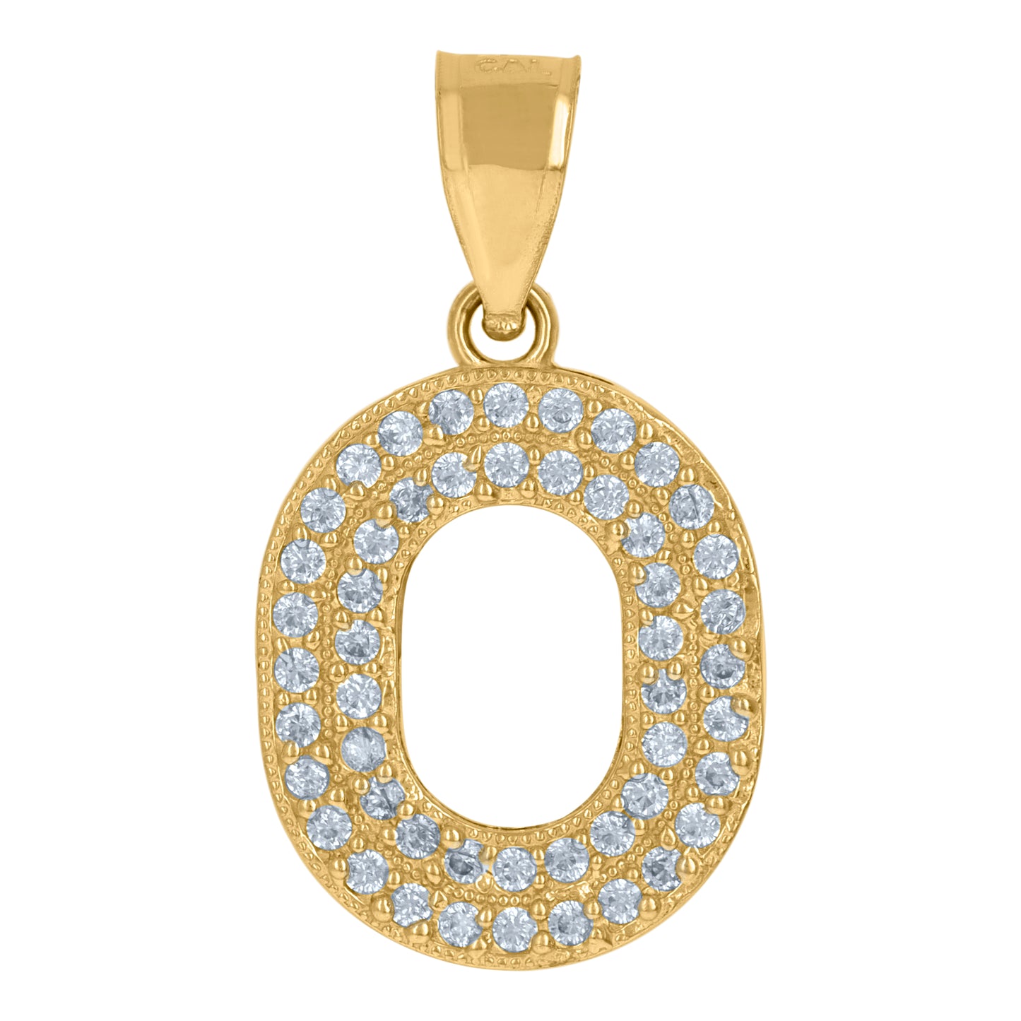 10Kt Gold Cz Initial "O" Letter Pendant