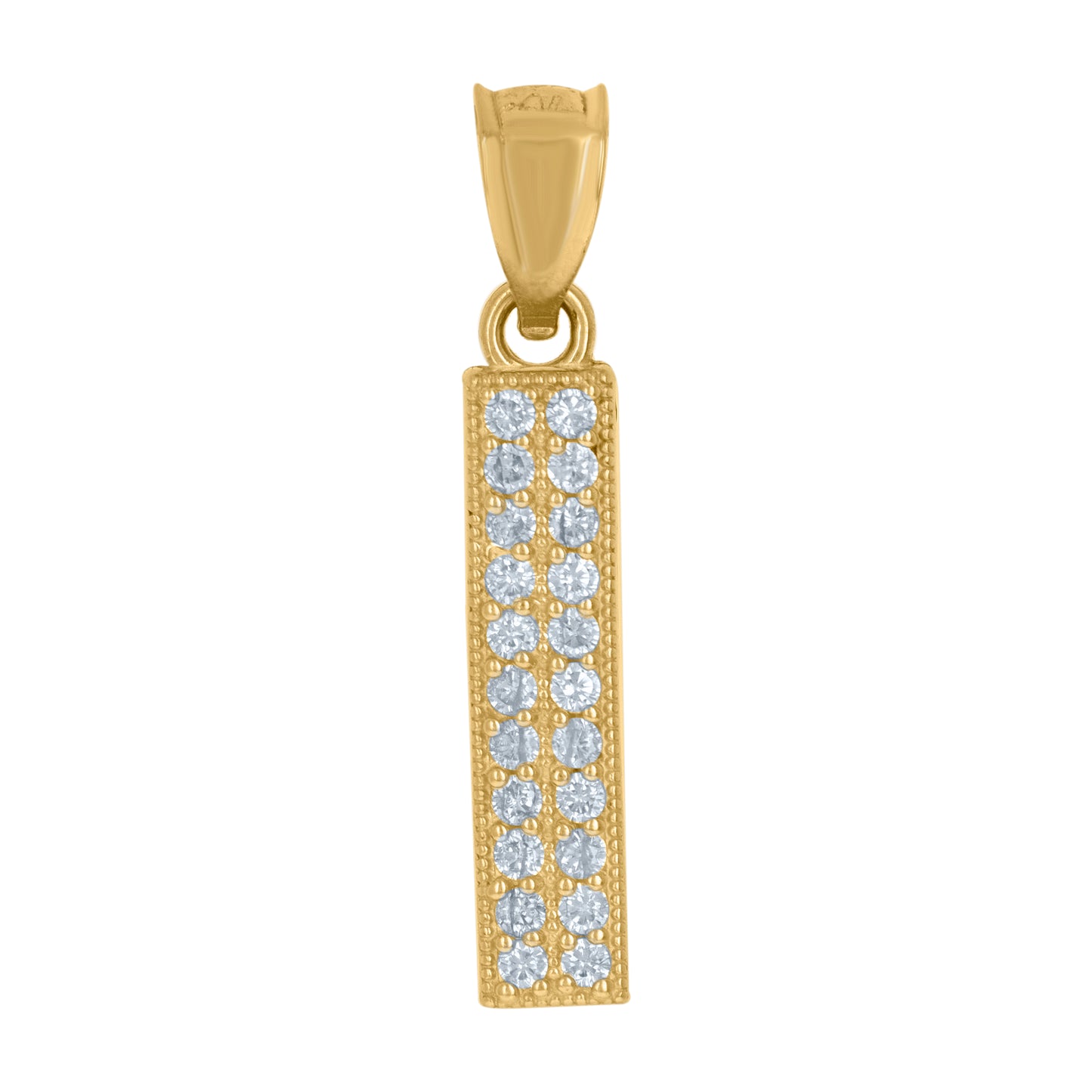 10Kt Gold Cz Initial "I" Letter Pendant