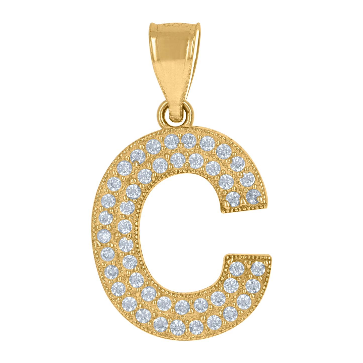 10Kt Gold Cz Initial "C" Letter Pendant
