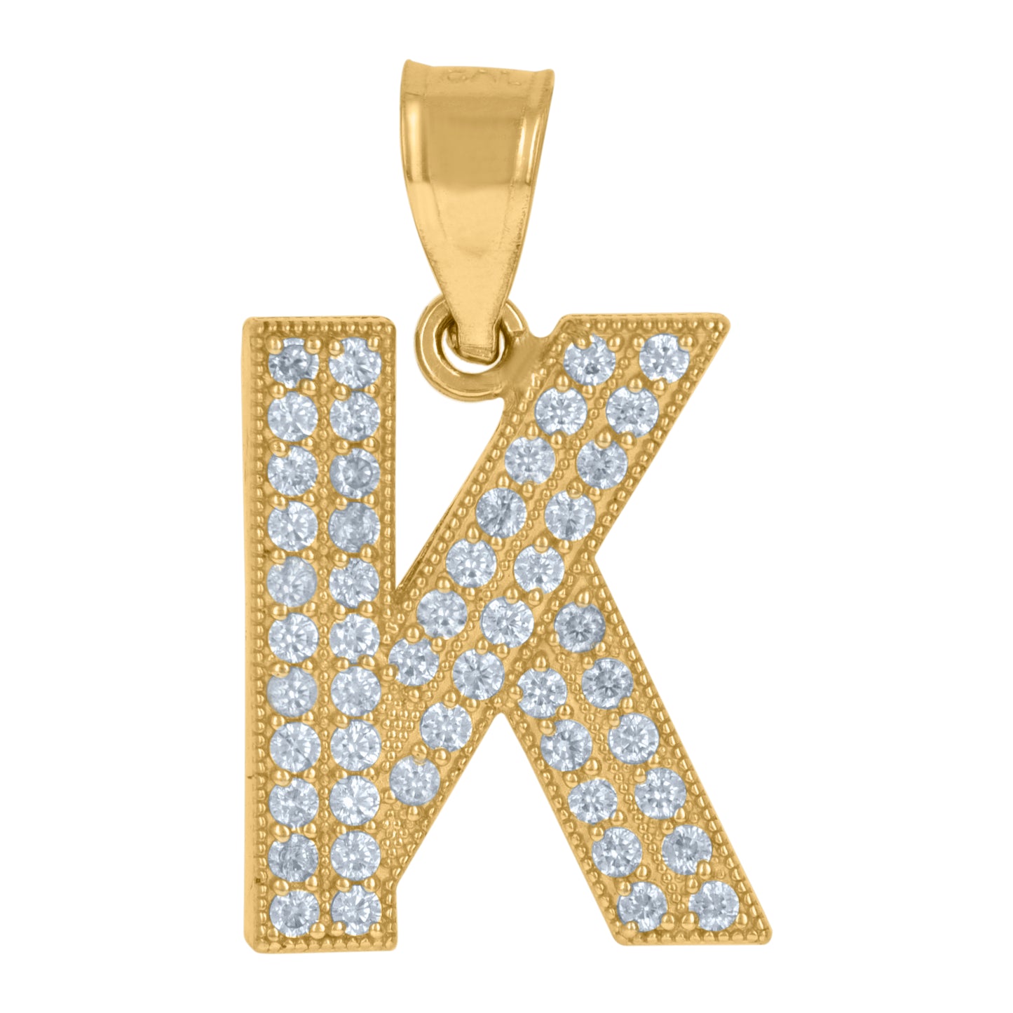 10Kt Gold Cz Initial "K" Letter Pendant