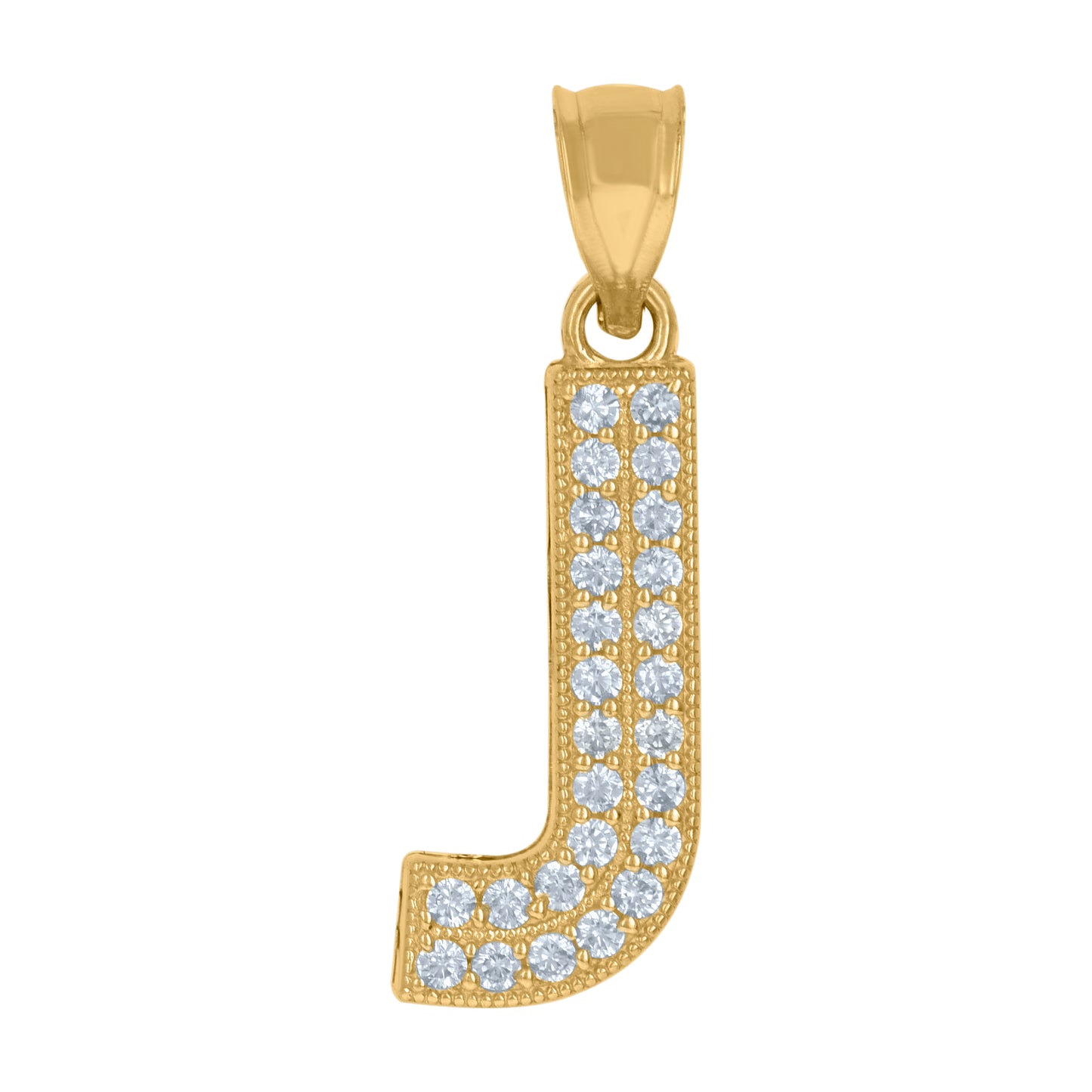 10Kt Gold Cz Initial "J" Letter Pendant