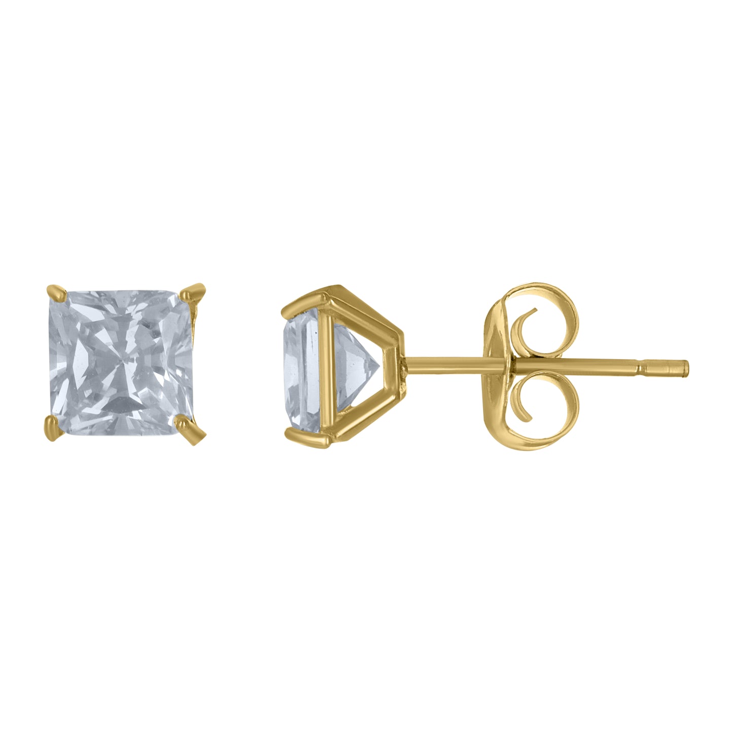 10Kt Gold 5Mm Square Cz Earrings