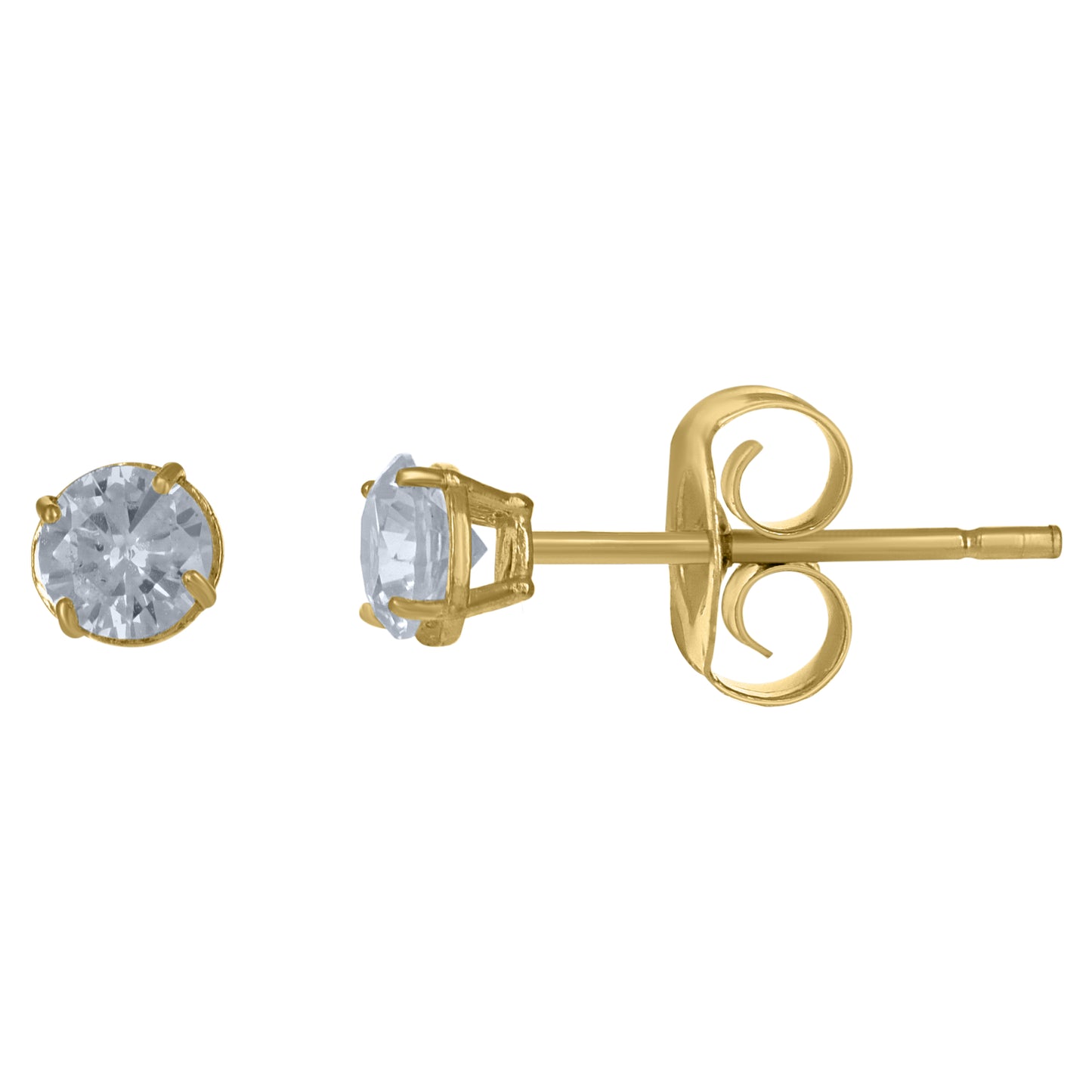 10Kt Gold 3.5Mm Round Cz Earrings