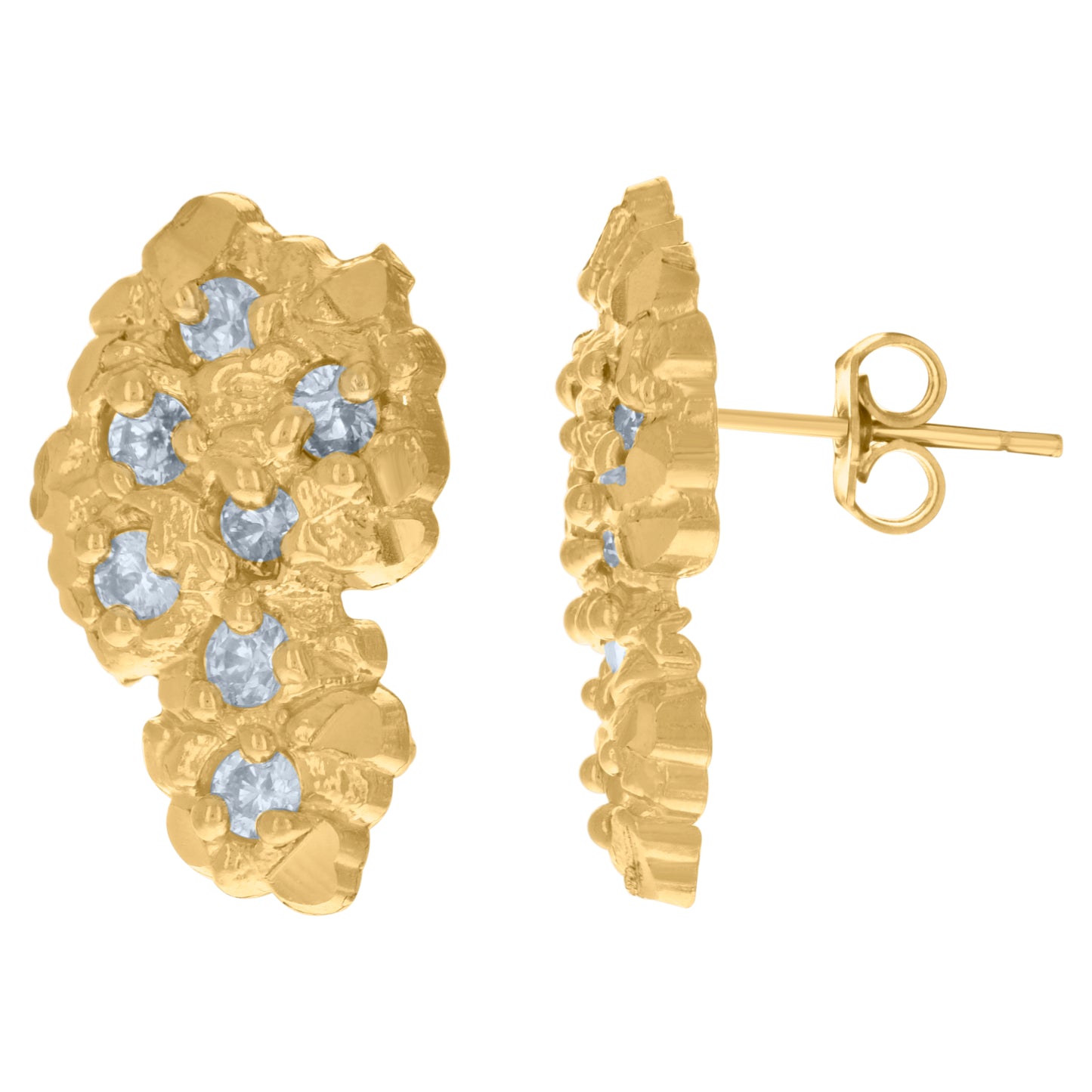 10Kt Gold Cz Nugget Earrings