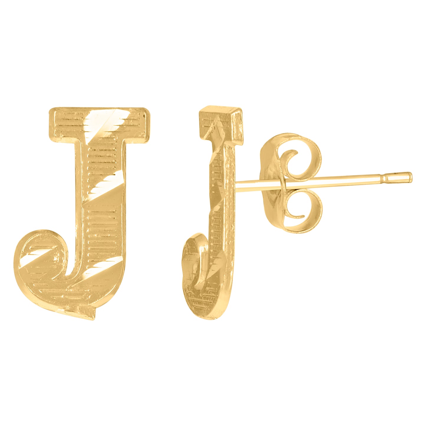 10Kt Gold Initial Letter Earrings "J"