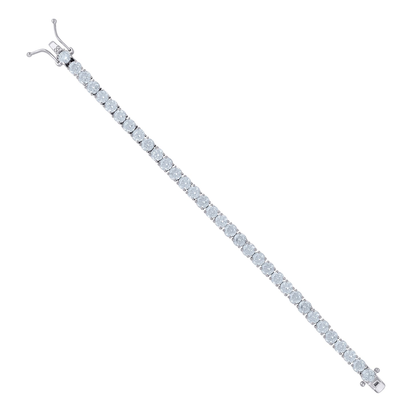 925 Sterling Silver Cz Tennis 4-Prong Necklace 5mm