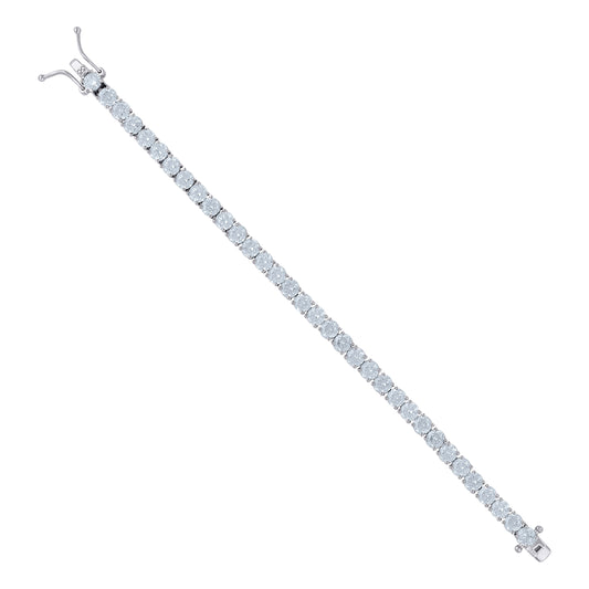 925 Sterling Silver Cz Tennis 4-Prong Necklace 5mm