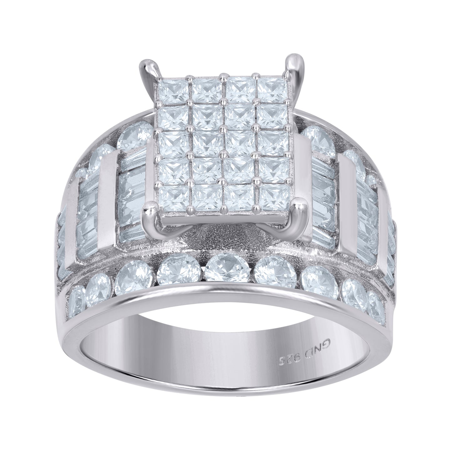 925 Sterling Silver Cz Ring S6
