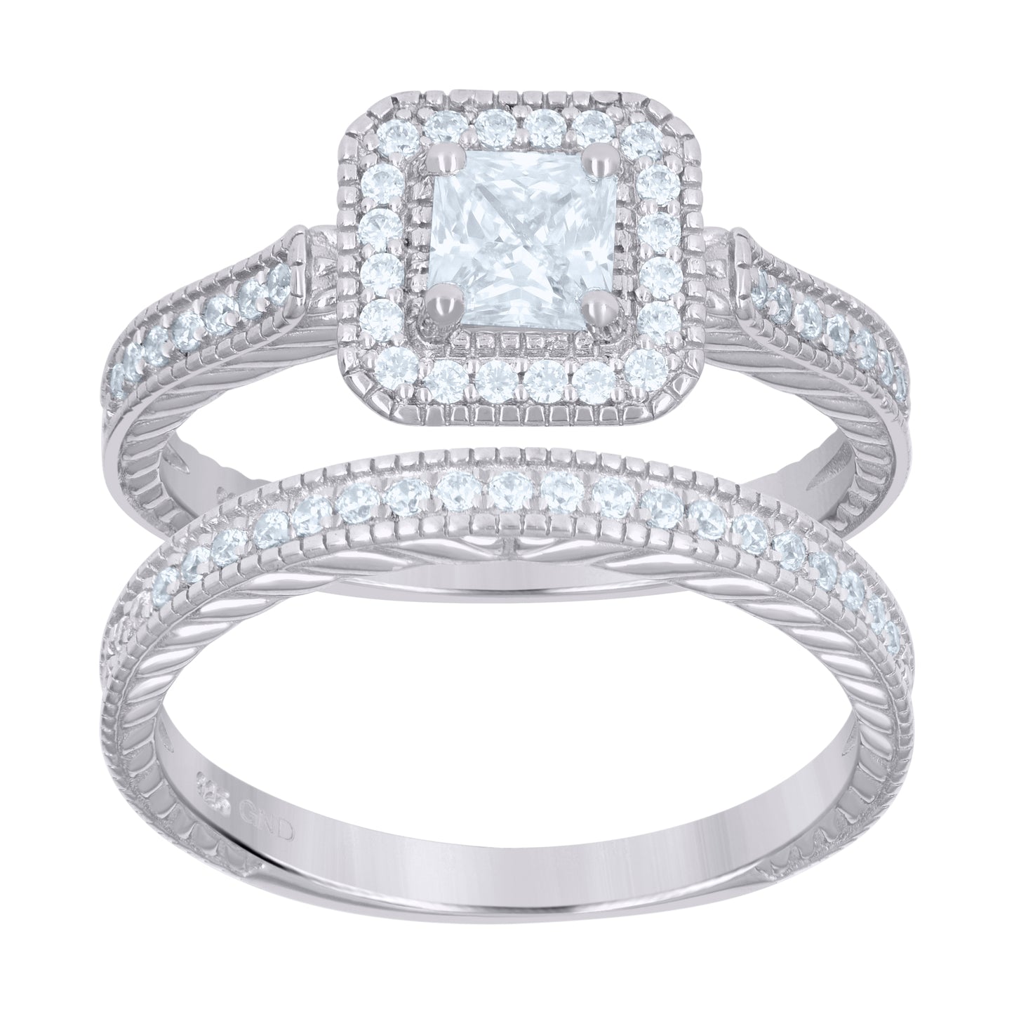 925 Sterling Silver Cz Duo Ring S7
