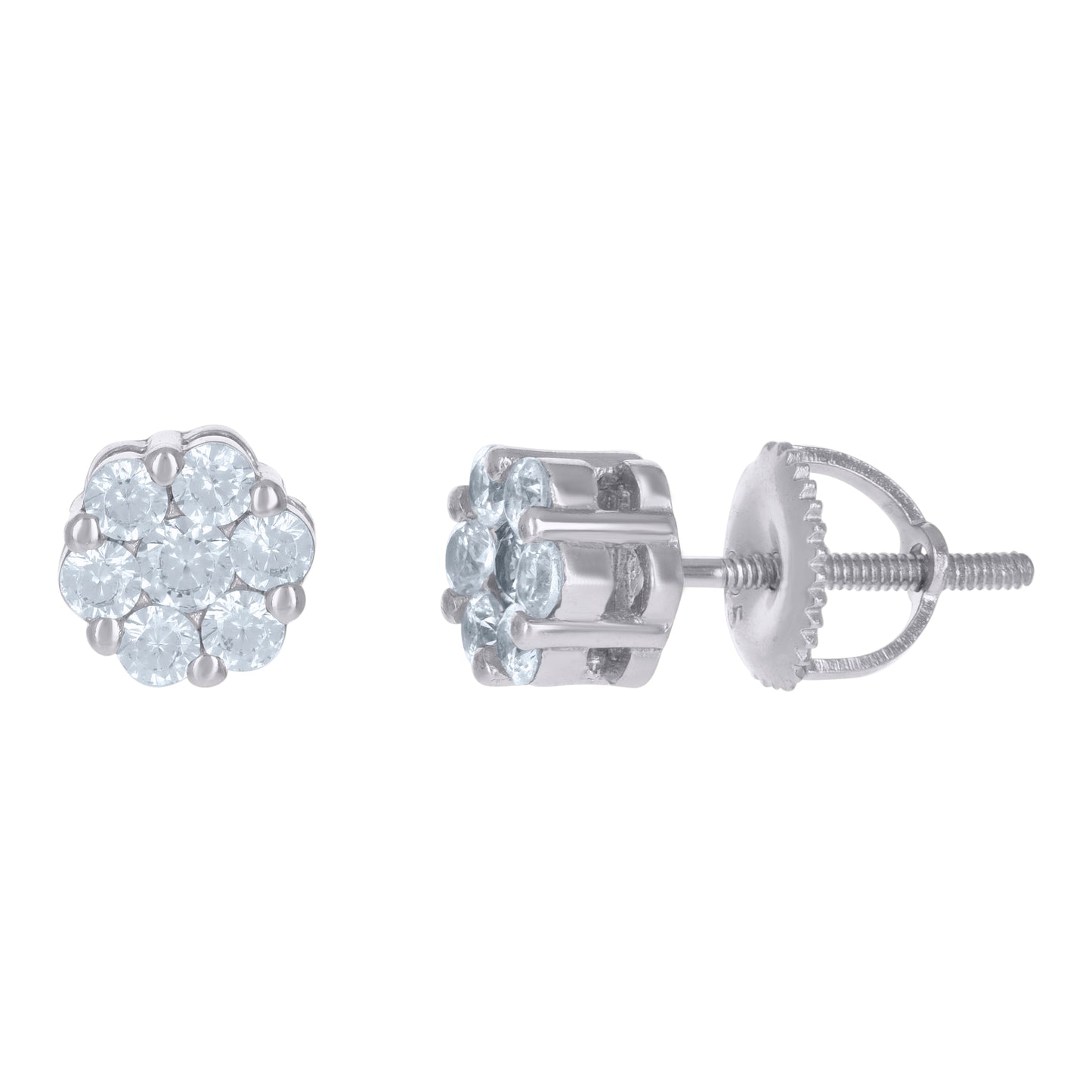 925 Sterling Silver Flower Earrings 6mm