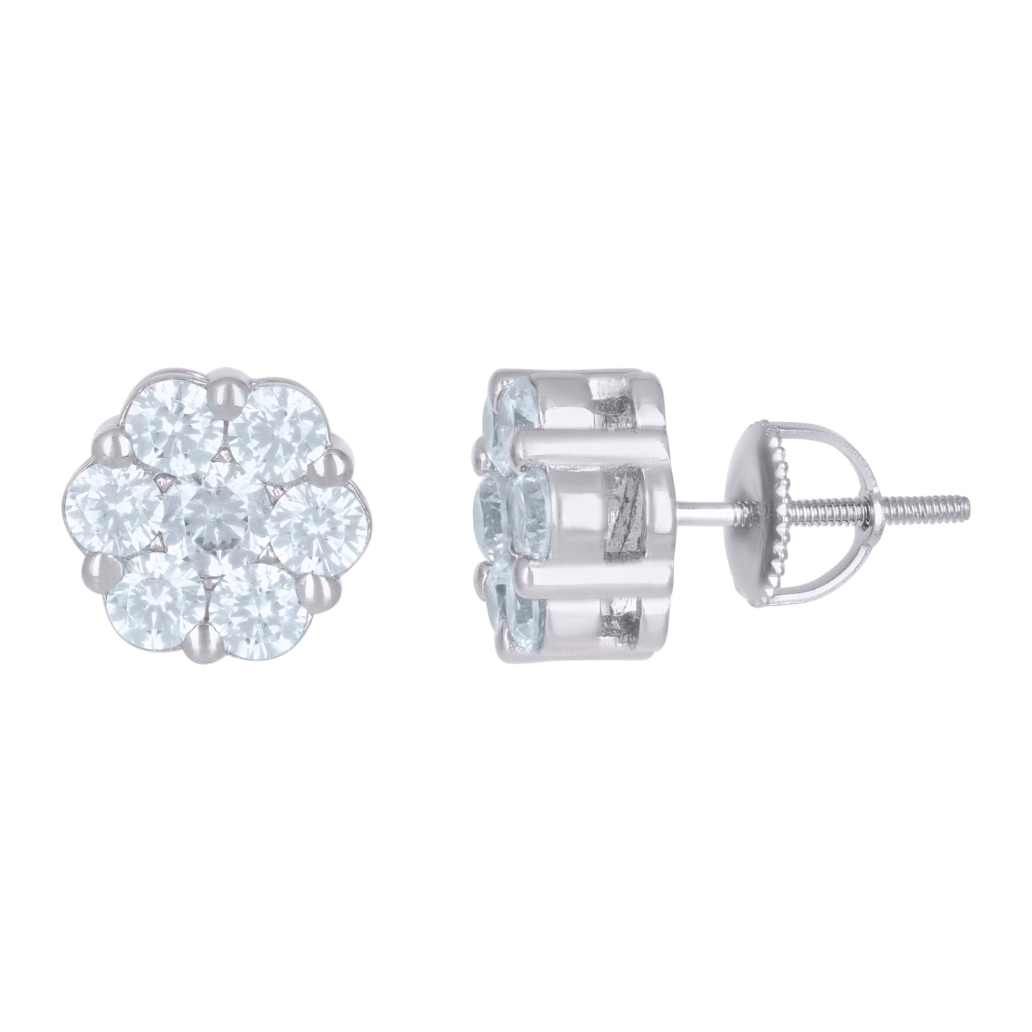 925 Sterling Silver Flower Earrings 10.5mm