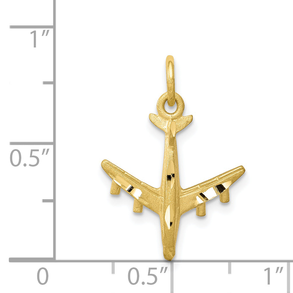 10k Solid Satin Airplane Charm