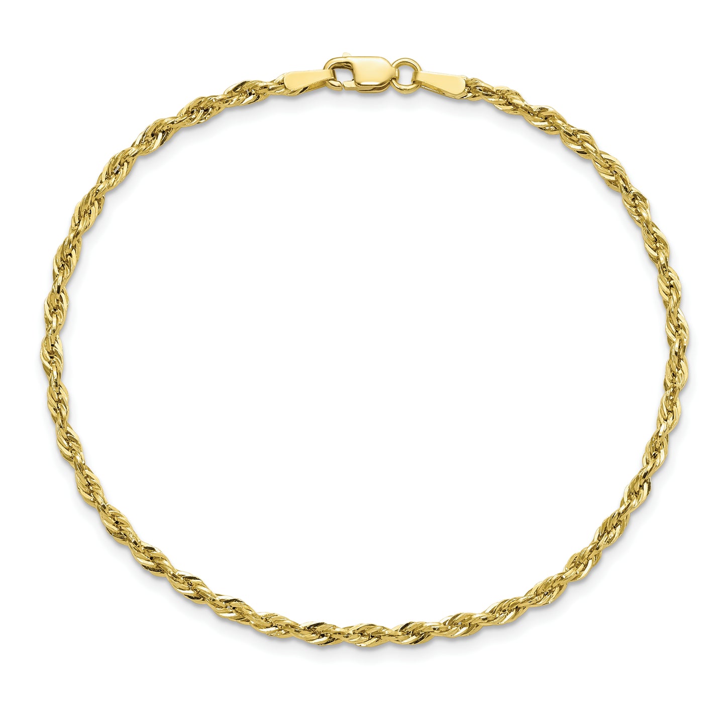 10k 2.25mm Diamond-cut Rope Chain Anklet