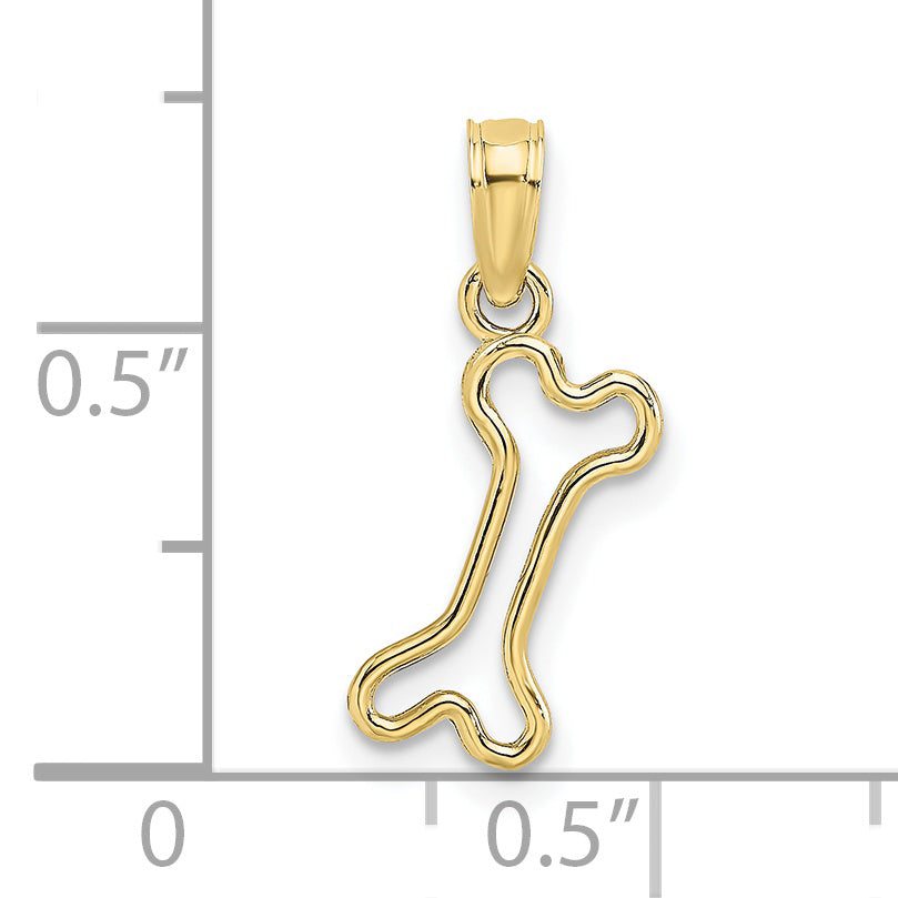 10K Cut-Out Polished Mini Dog Bone Charm