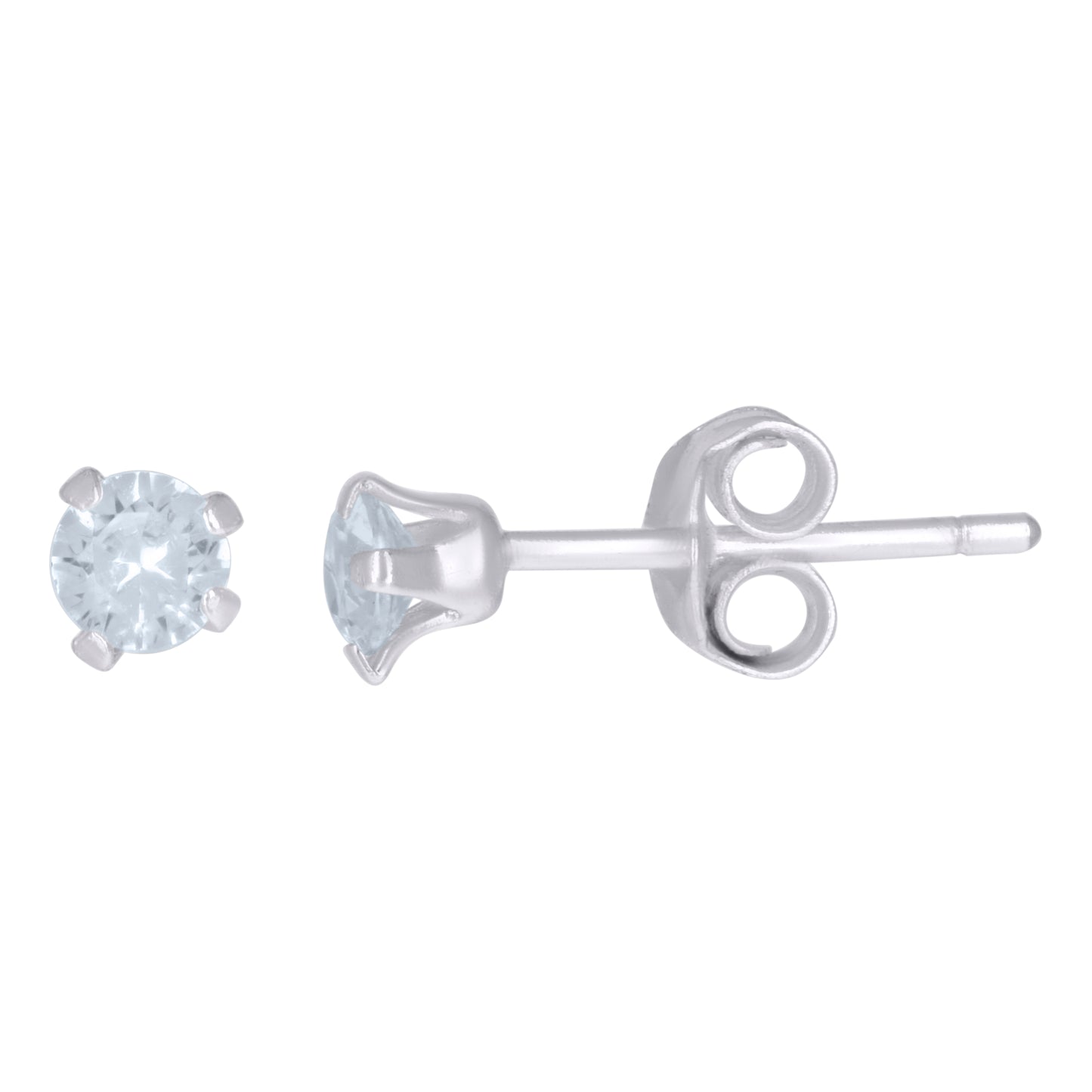 925 Silver Round Cz Stud Earrings 3mm
