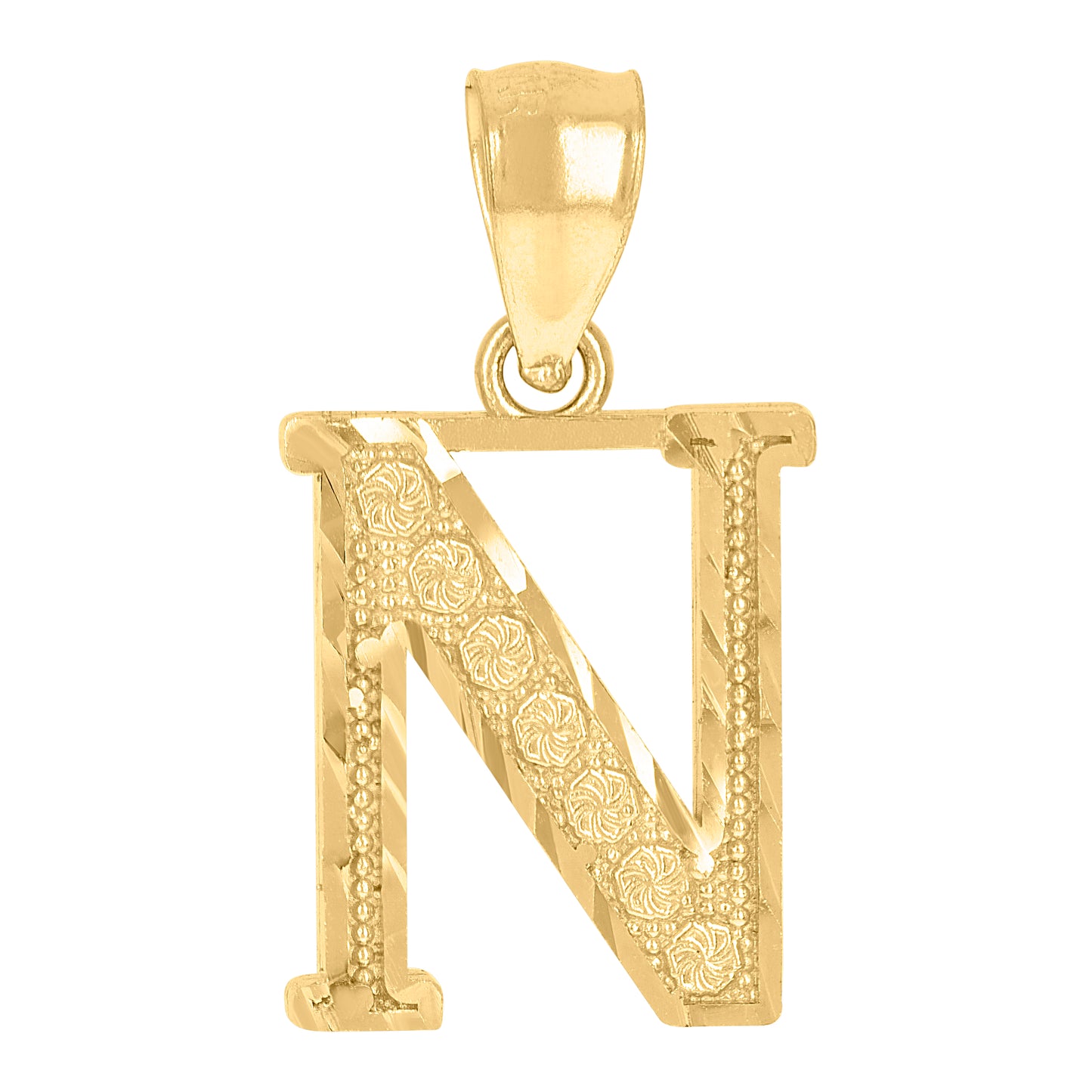 10Kt Gold Initial Letter Pendant "N"