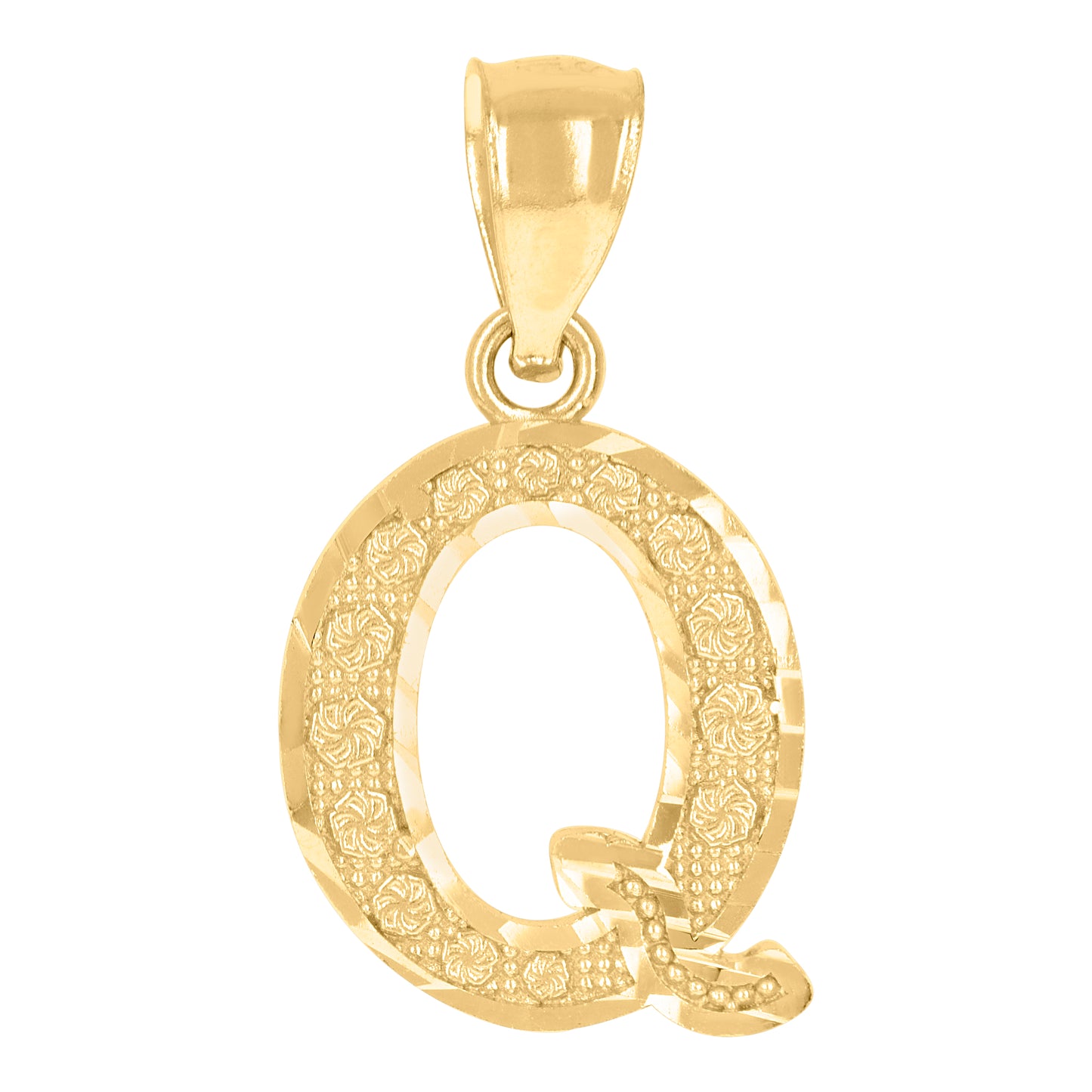 10Kt Gold Initial Letter Pendant "Q"