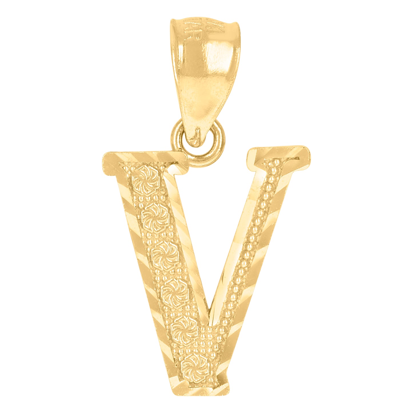 10Kt Gold Initial Letter Pendant "V"