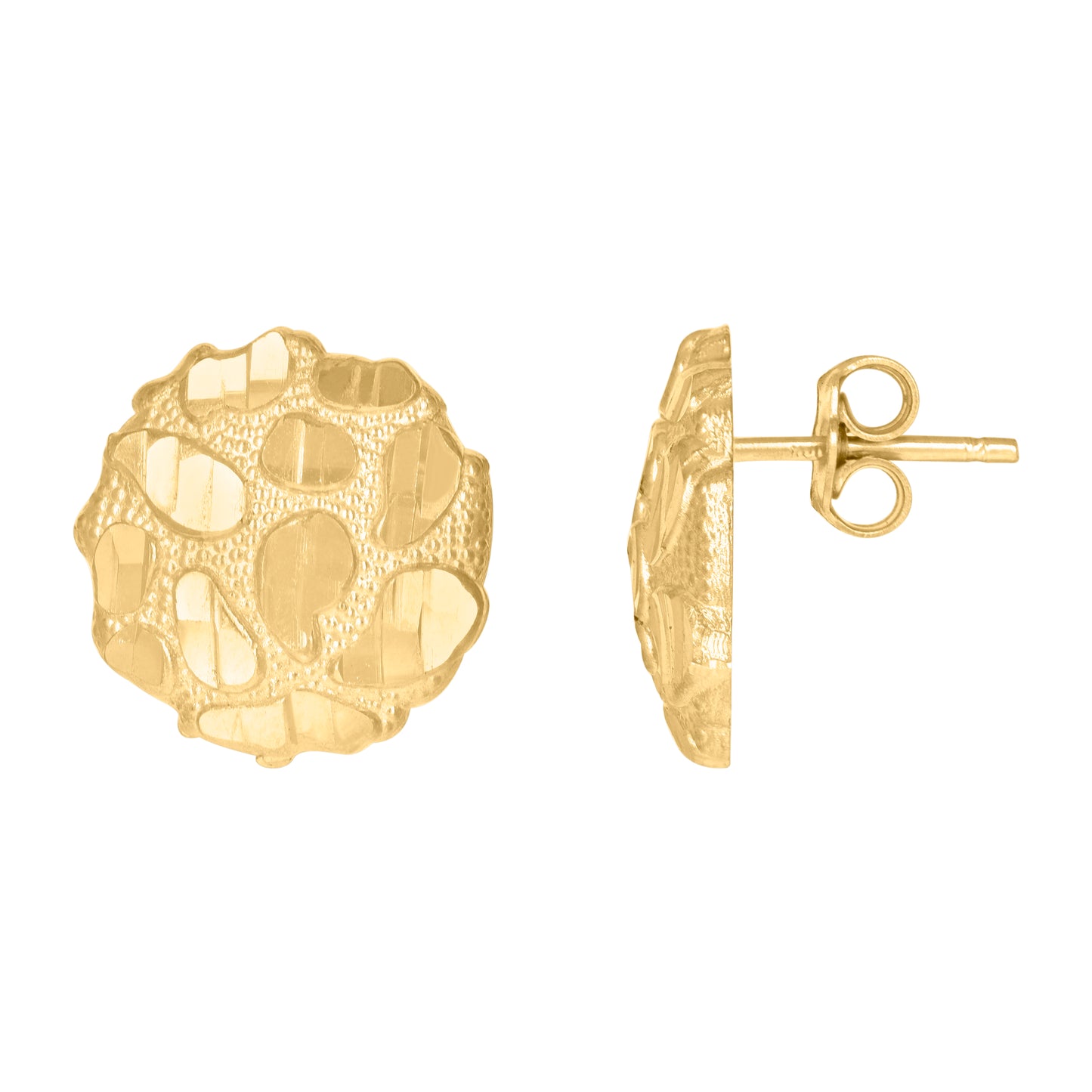 10Kt Gold Dome Puffy Round Nugget Earrings