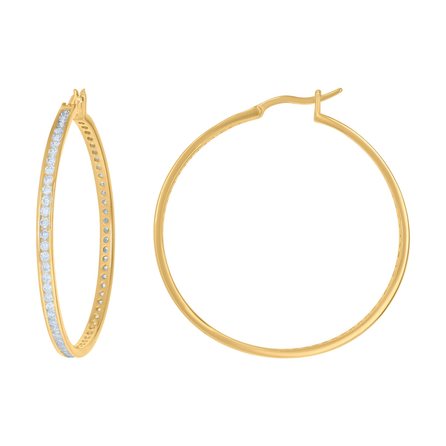 925 Silver 55mm Cz Hoop Earrings